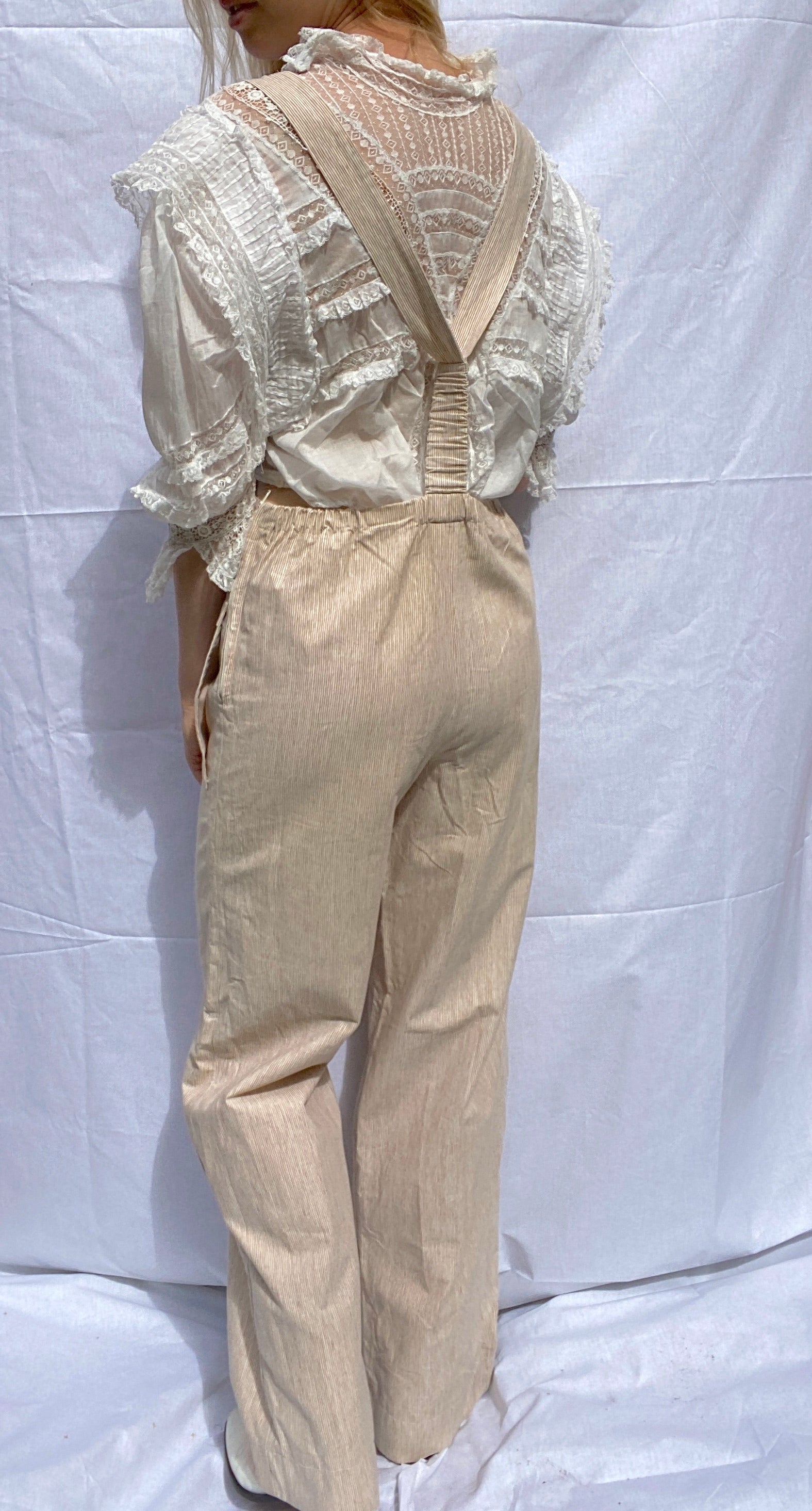 1977 Marimekko Brown Stripes Cotton Overalls