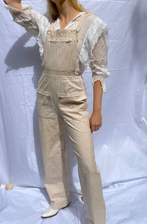 1977 Marimekko Brown Stripes Cotton Overalls