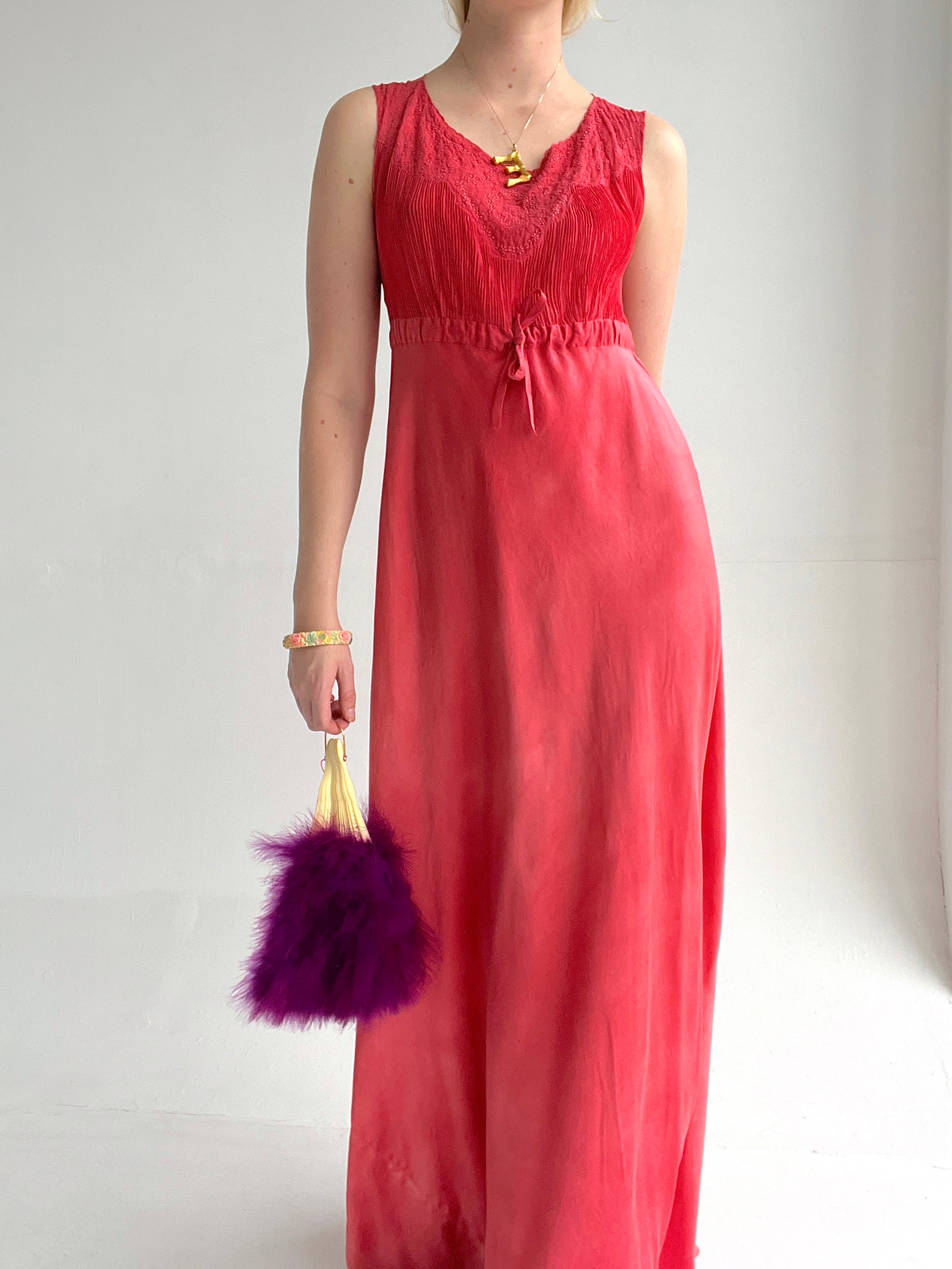 Hand Dyed Coral Silk Dress