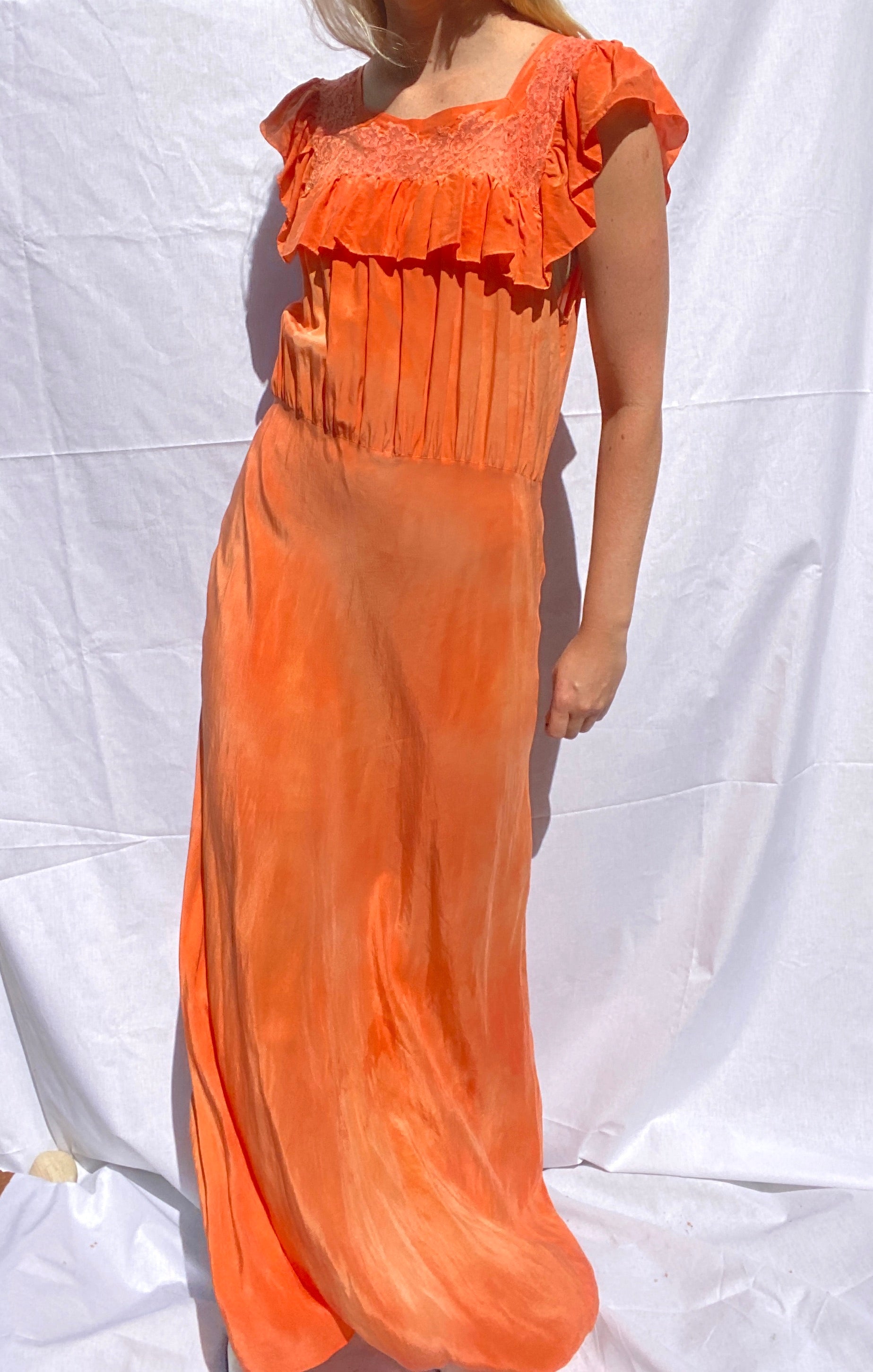 Hand Dyed Sunset Orange Silk Dress