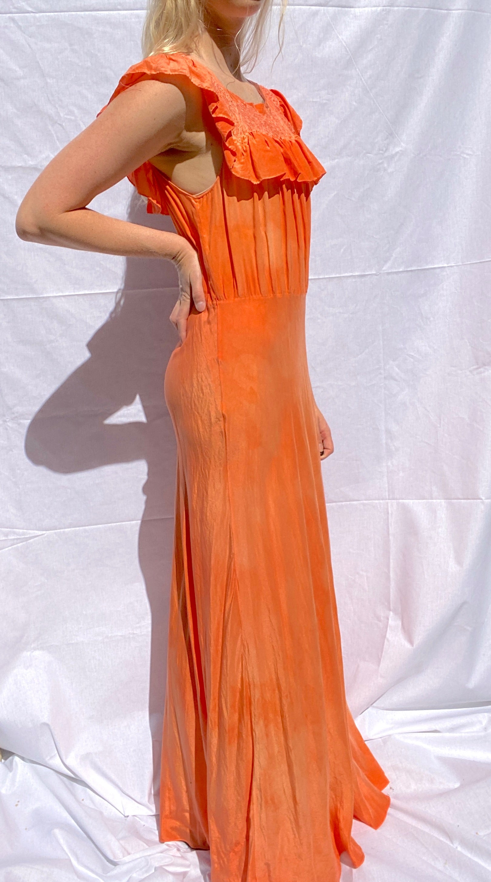 Hand Dyed Sunset Orange Silk Dress