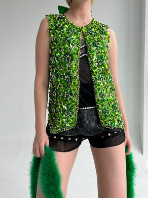 1950's Green Beaded and Sequined Vest