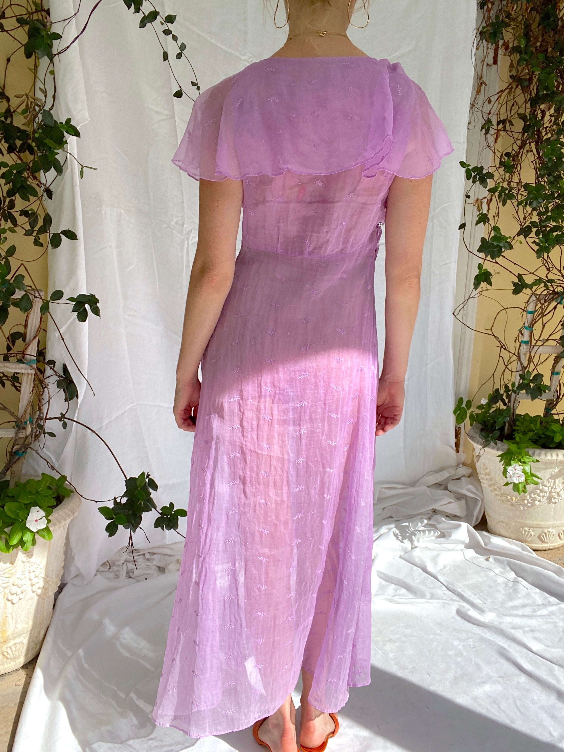 Hand Dyed Purple 1930's Organza Dress