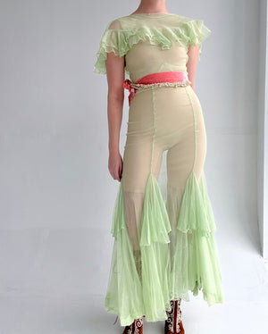 1930's Pale Leaf Green Net Gown