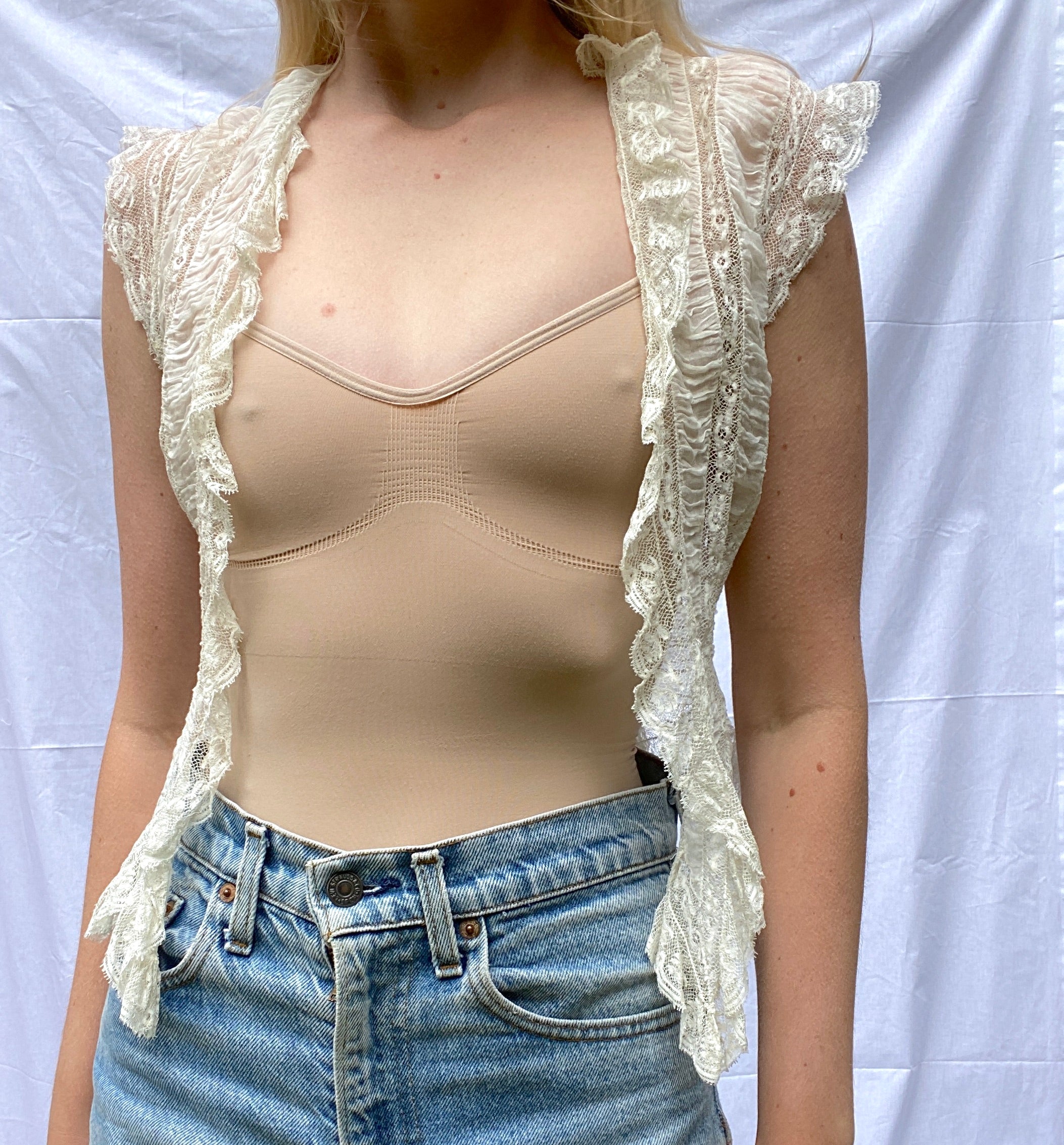 Cream Lace Victorian Vest