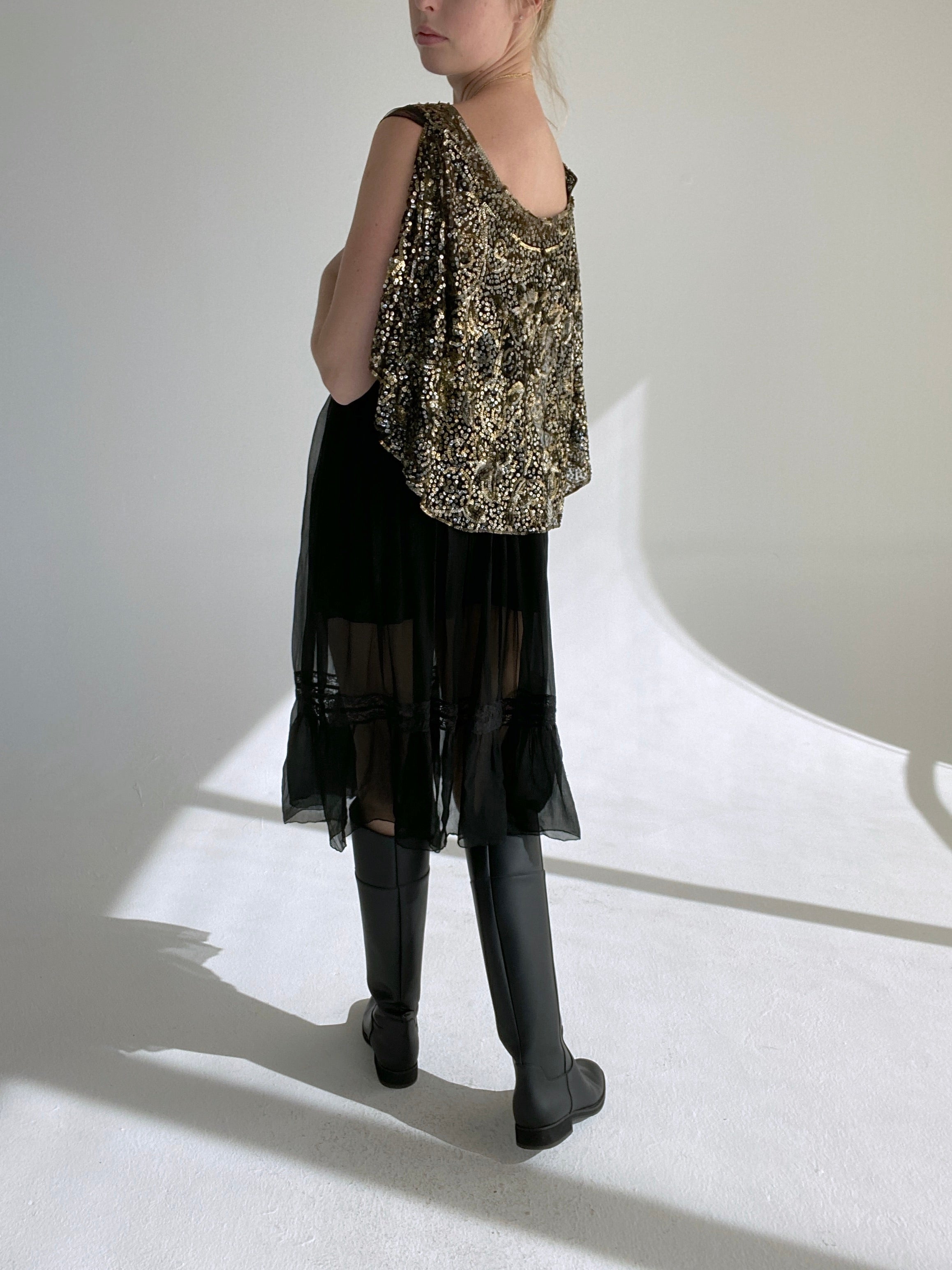 1920's Black and Gold Sequin Cape
