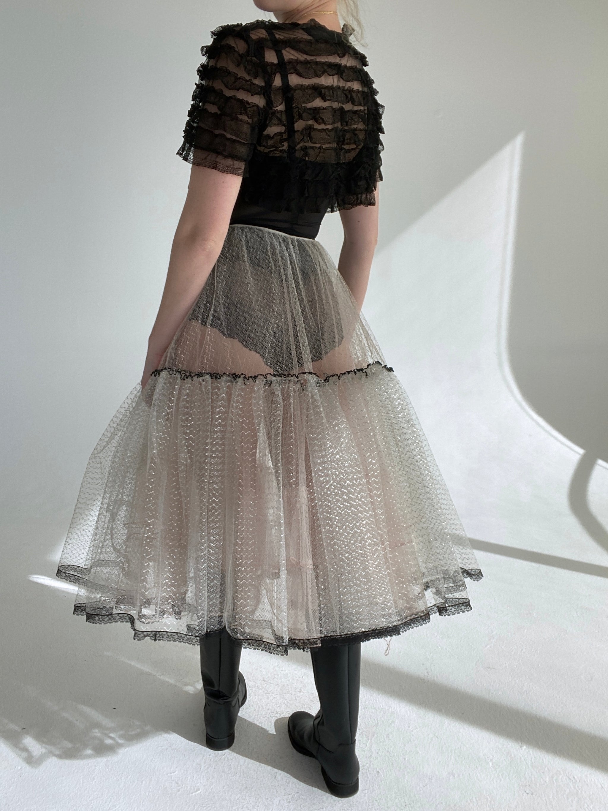 1930's Black Tulle Lace Ruffle Bolero – Eveliina Vintage
