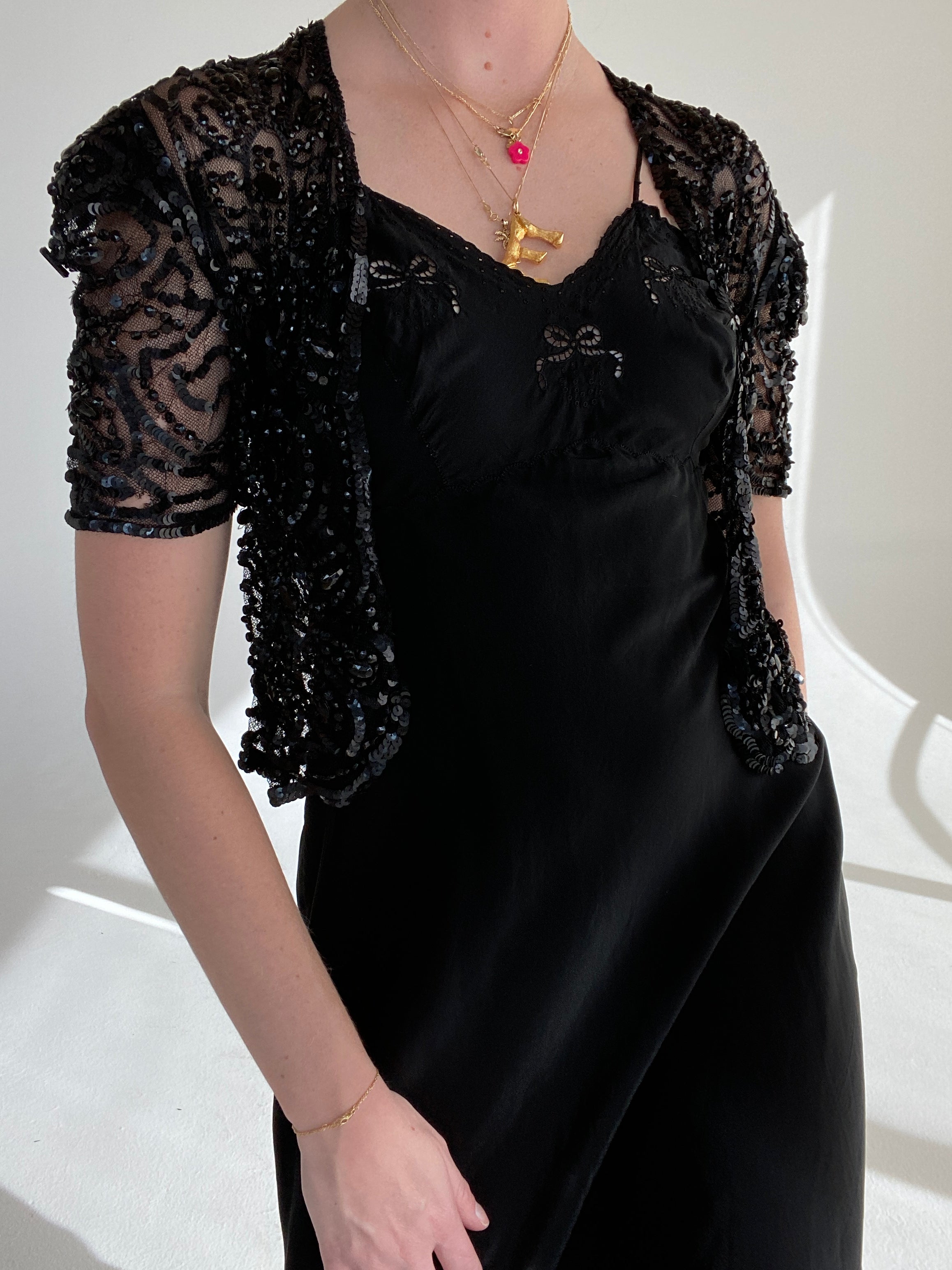 1930's Black Beaded Bolero Eveliina Vintage 1930's Black Beaded Bolero Eveliina Vintage