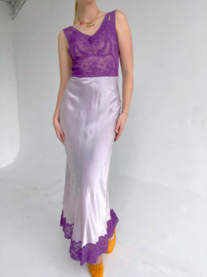 Hand Dyed Purple Slip with Lace Bust