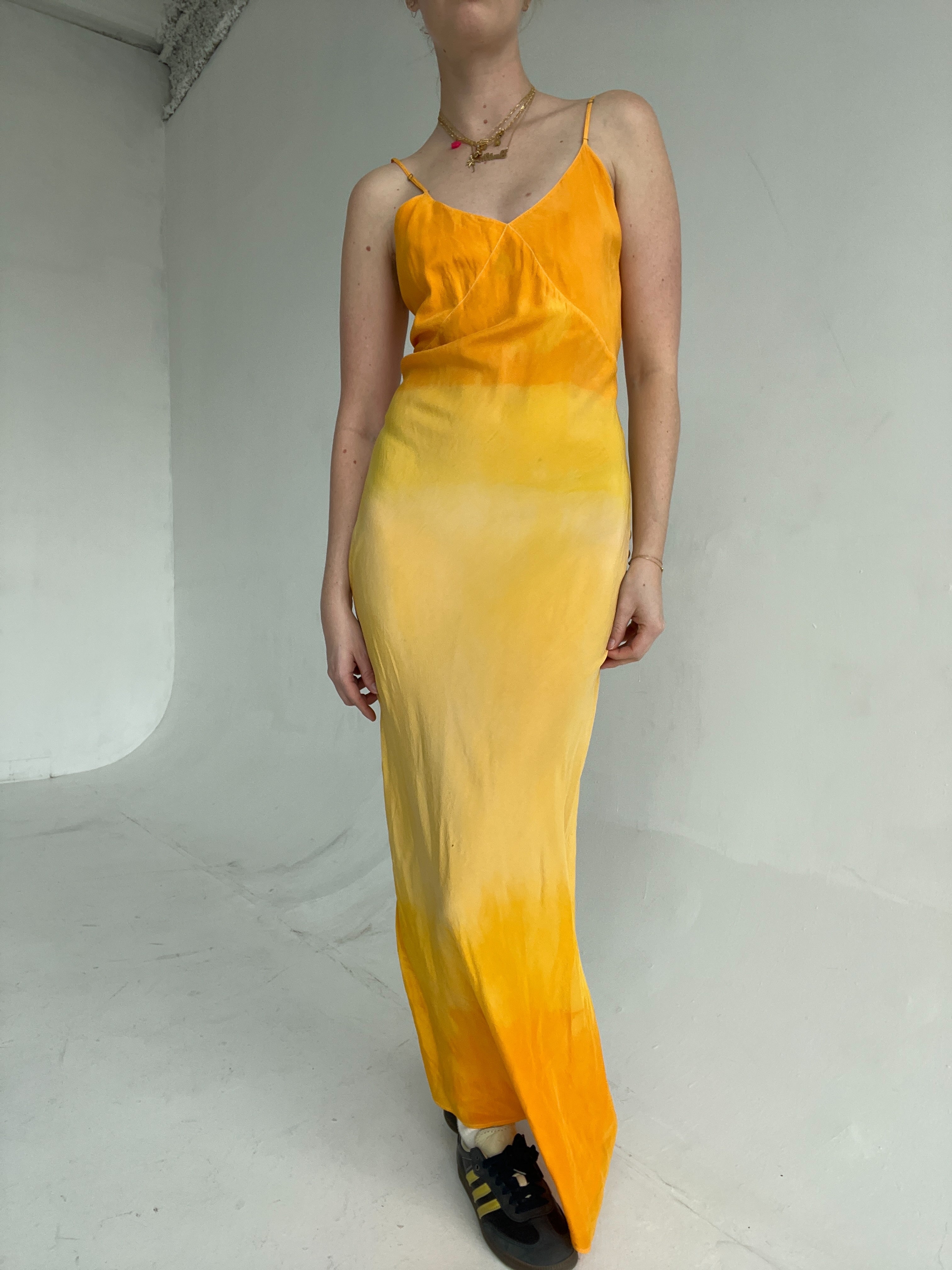 Hand Dyed Two Tone Orange and Yellow Slip