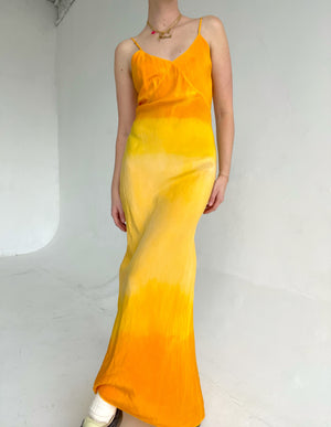 Hand Dyed Two Tone Orange and Yellow Slip