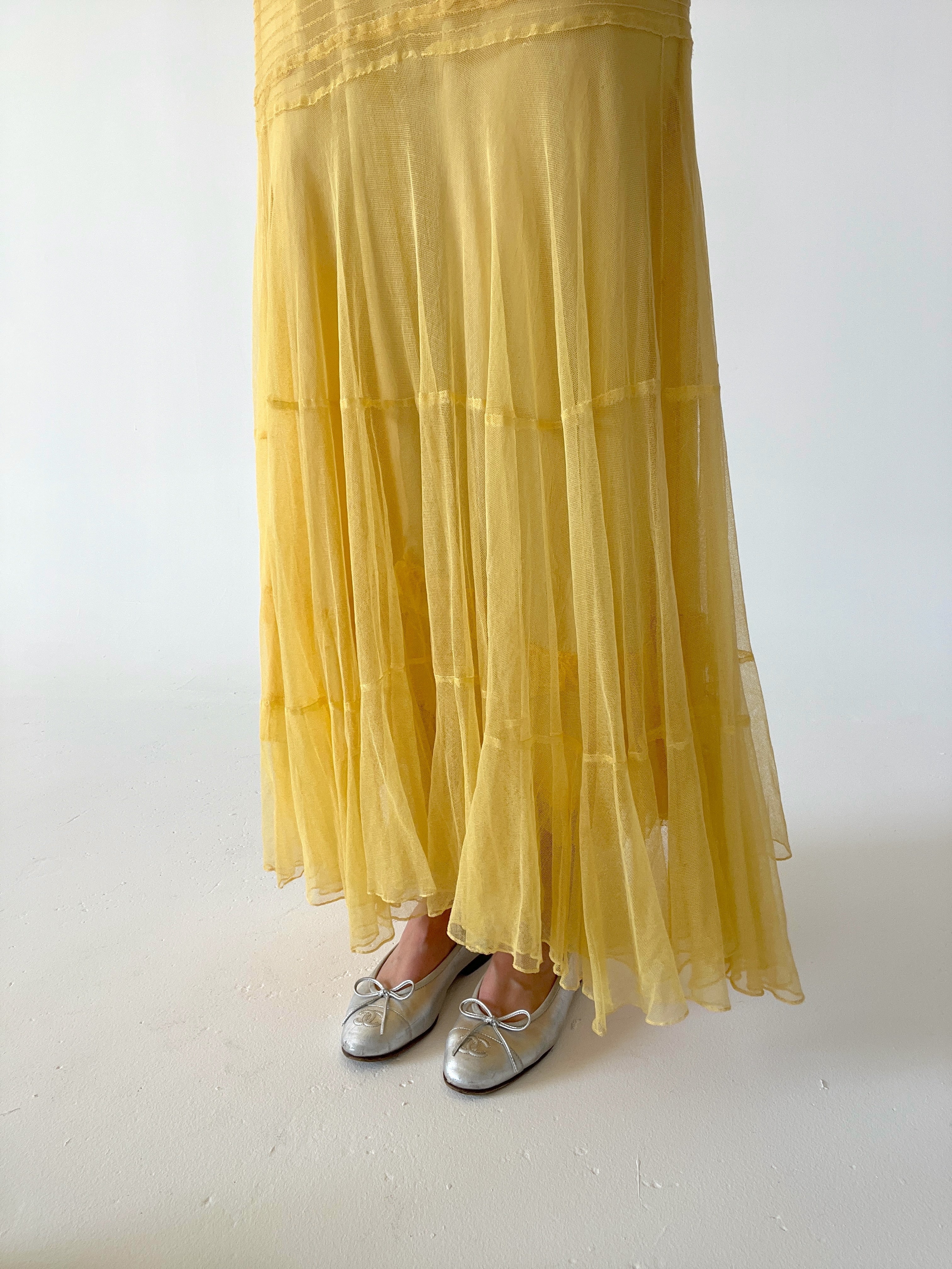 1930's Yellow Net Dress