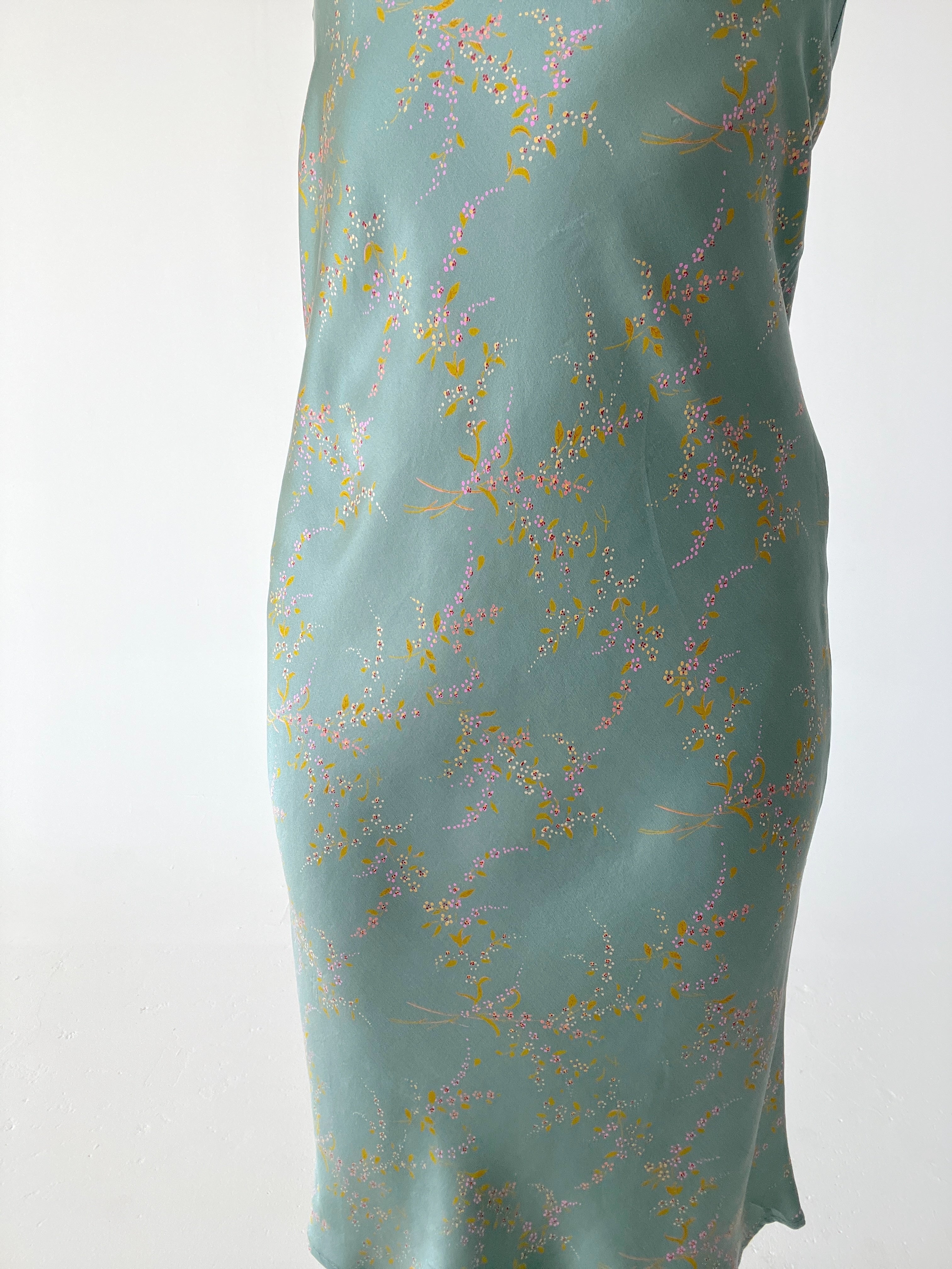 1970's Beaded Floral Silk Slip