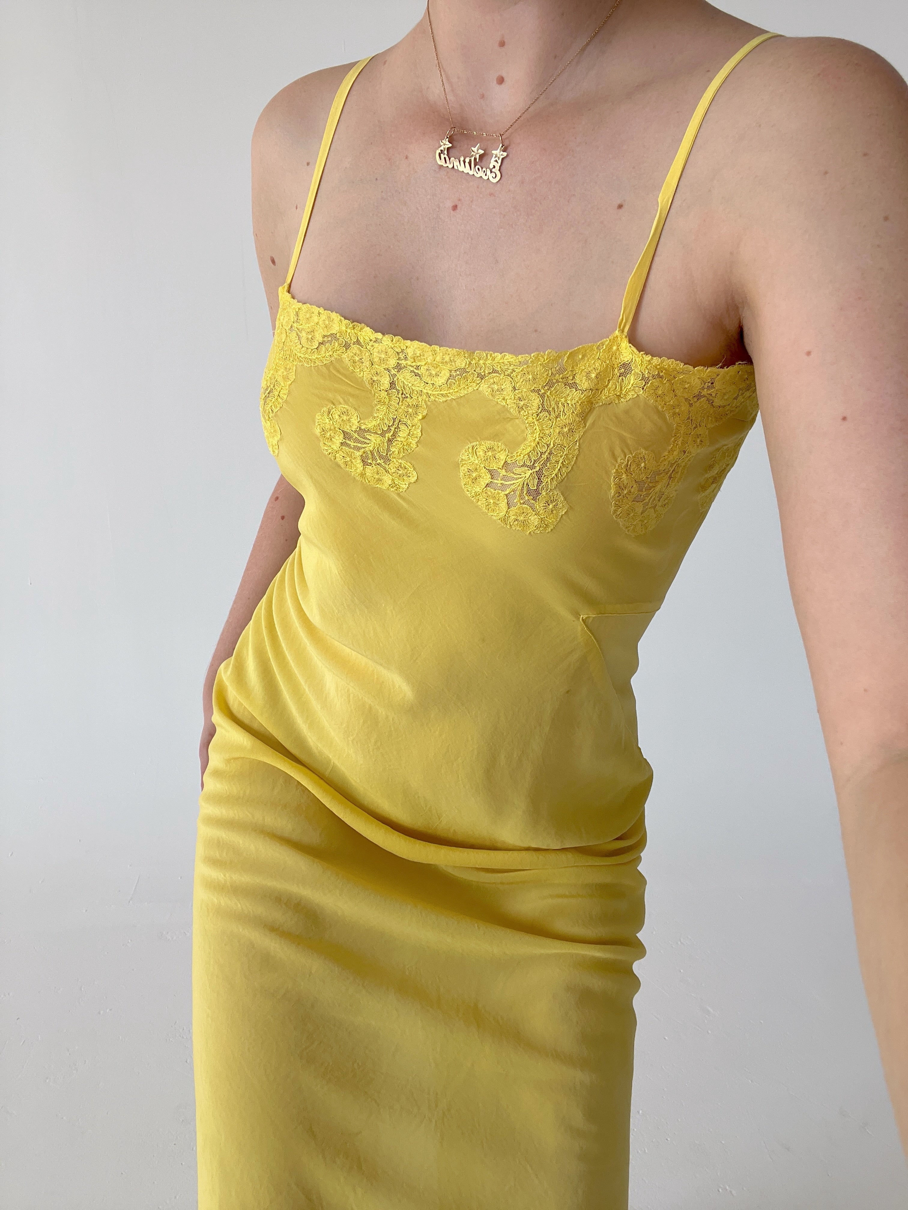 Hand Dyed Yellow Silk Slip – Eveliina Vintage Hand Dyed Yellow Silk Slip – Eveliina Vintage