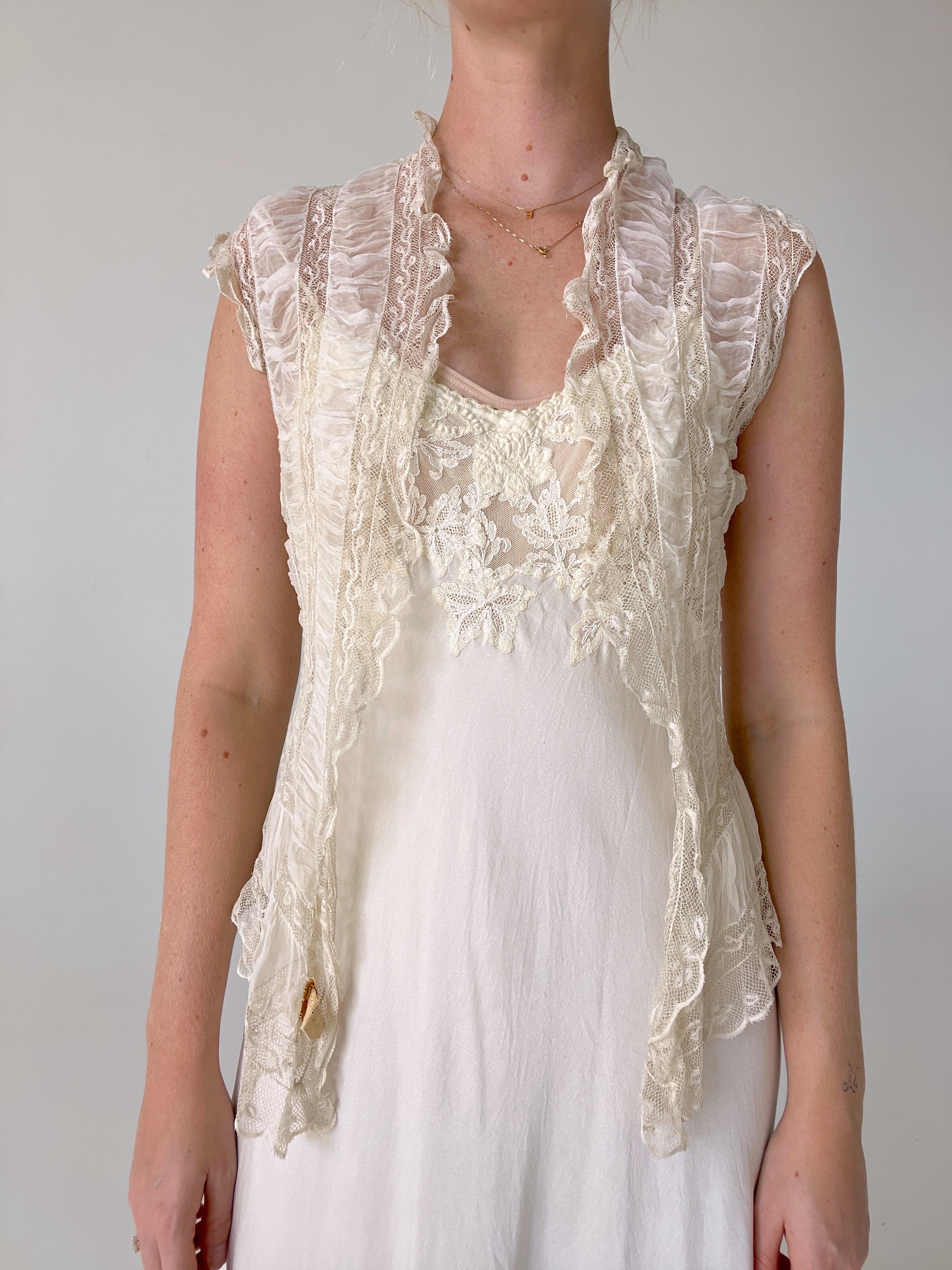 Victorian Cream Lace Vest