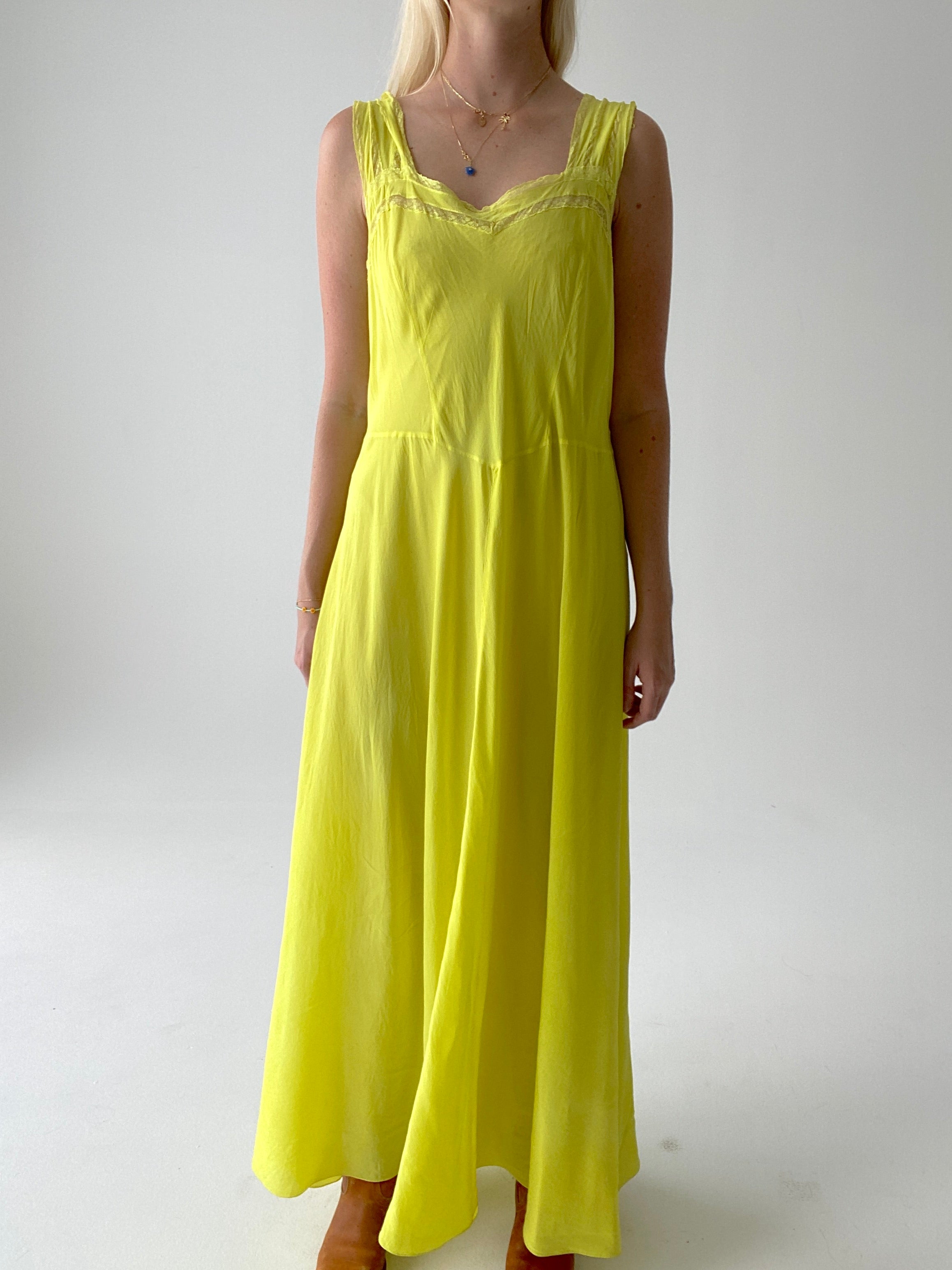 Hand Dyed Bright Yellow Silk Dress