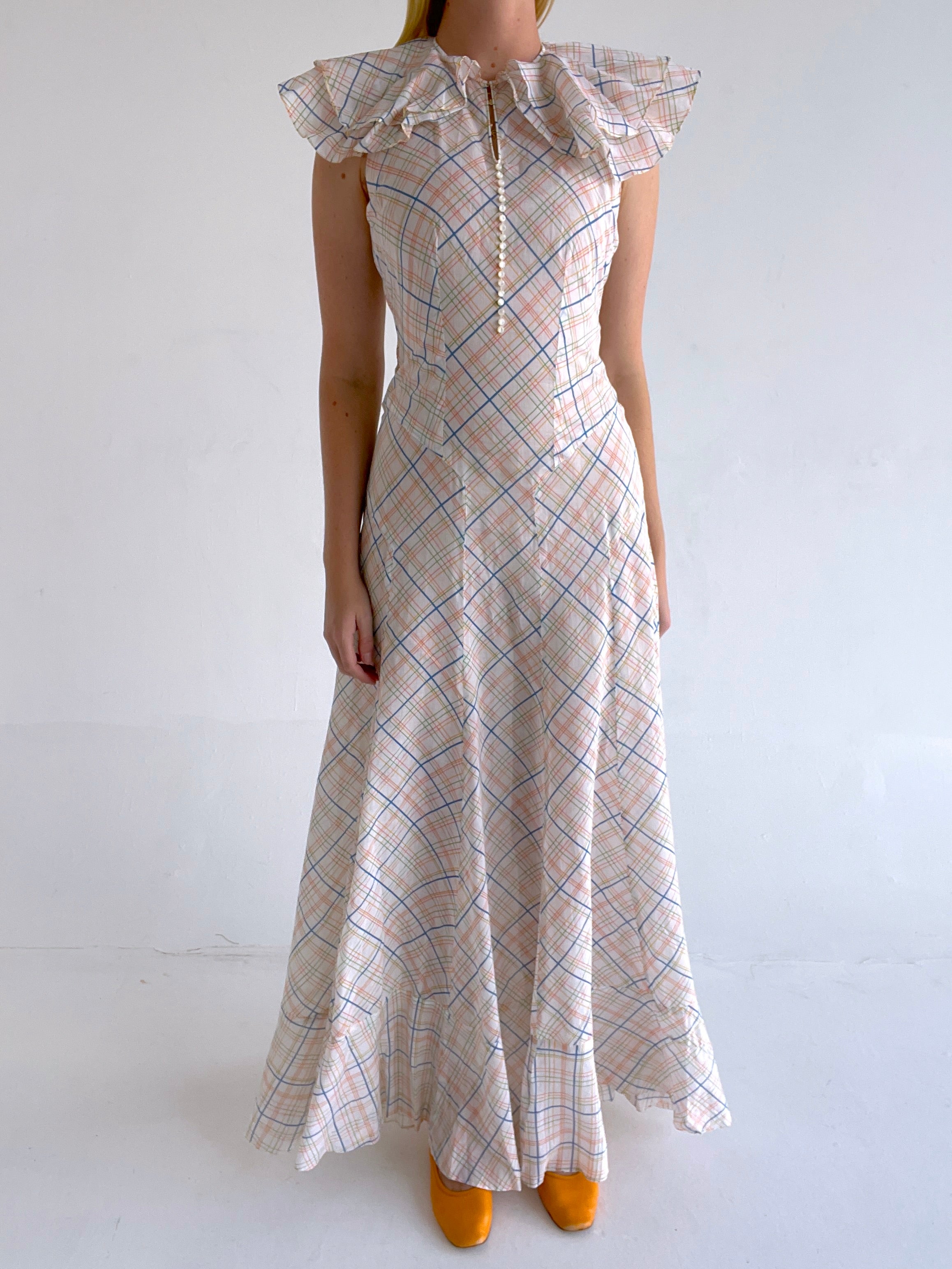 1930's Plaid Halter Dress Eveliina Vintage 1930's Plaid Halter Dress Eveliina Vintage