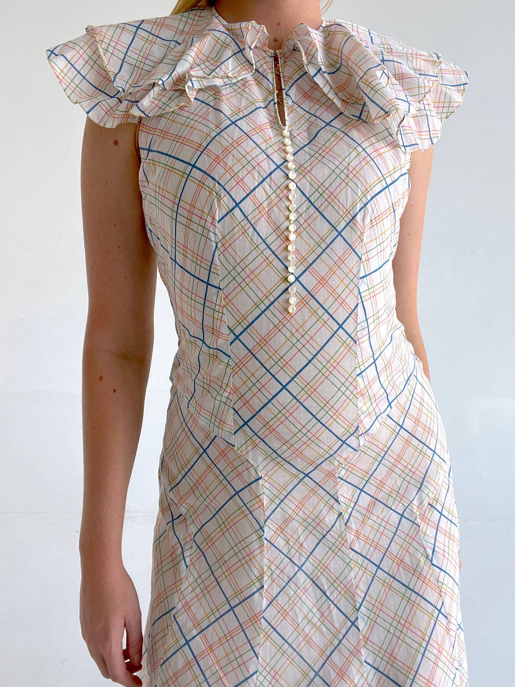 1930's Plaid Halter Dress Eveliina Vintage 1930's Plaid Halter Dress Eveliina Vintage