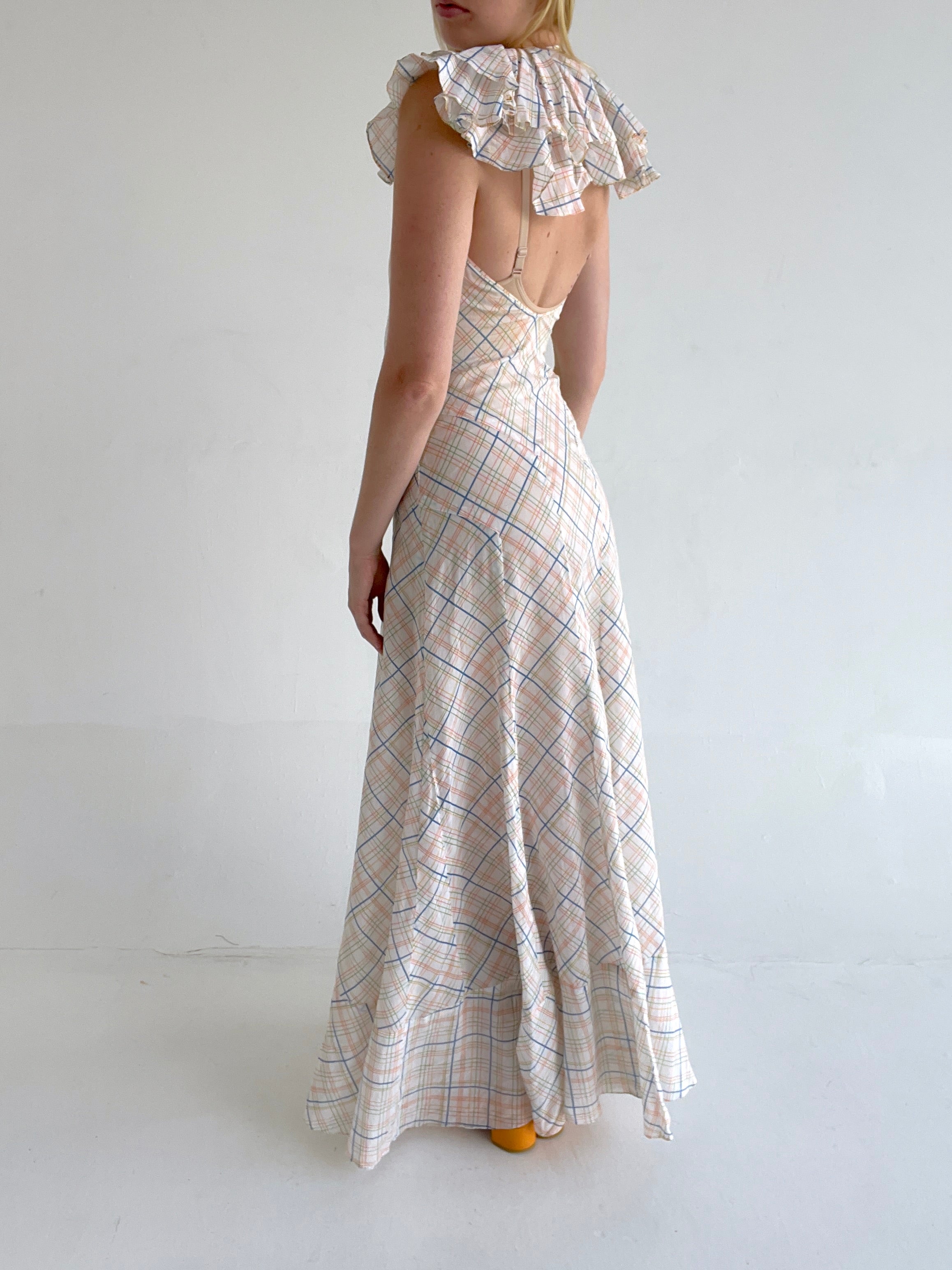 1930's Plaid Halter Dress Eveliina Vintage 1930's Plaid Halter Dress Eveliina Vintage