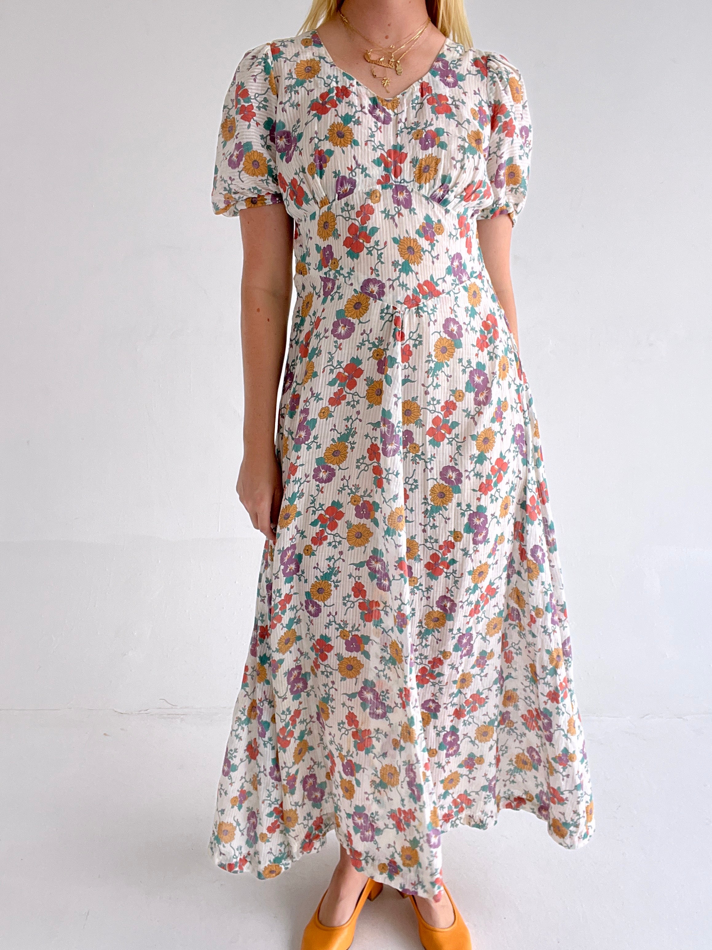 1930's Floral Cotton Dress