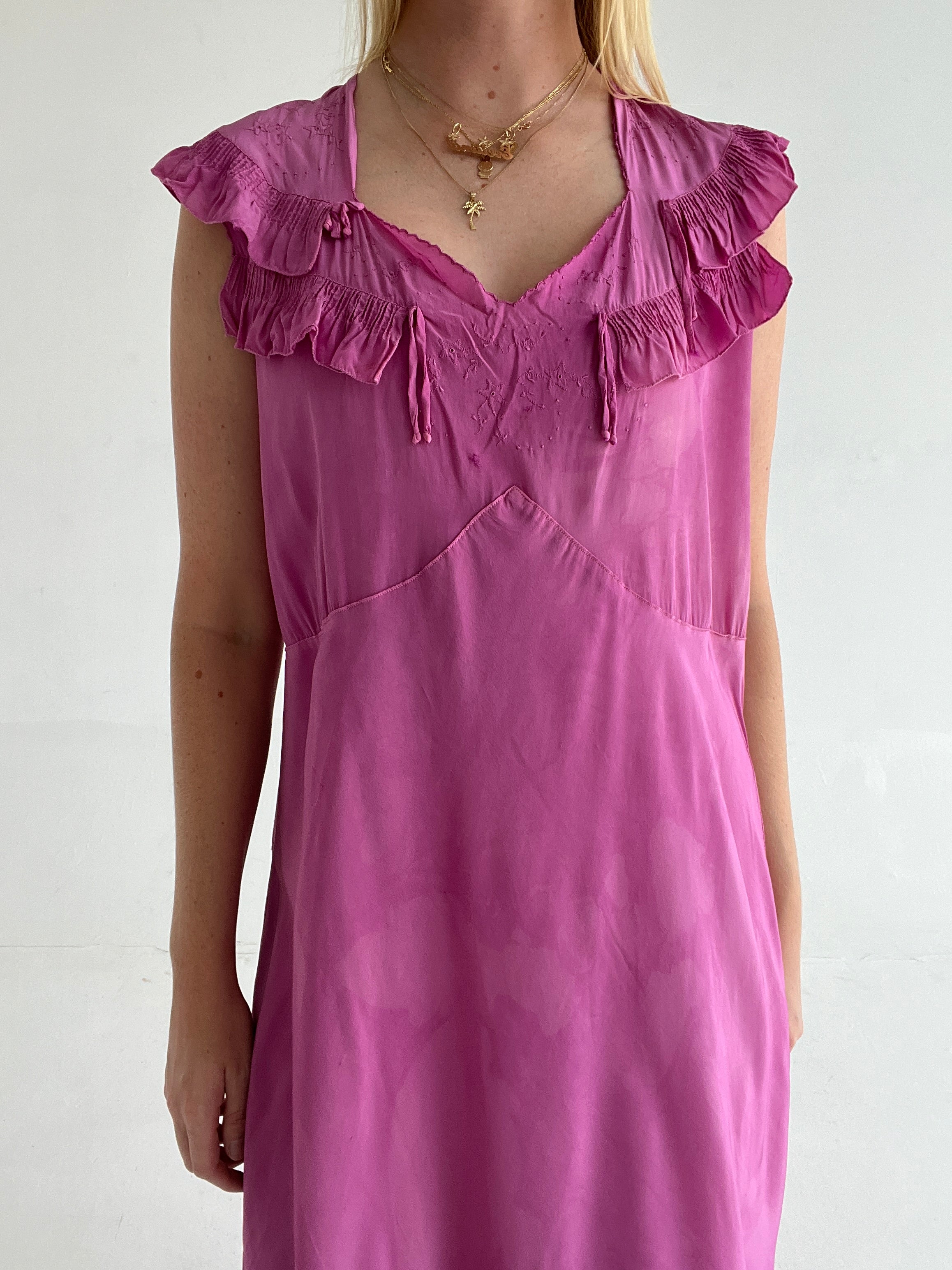 Hand Dyed Wildflower Pink Silk Dress