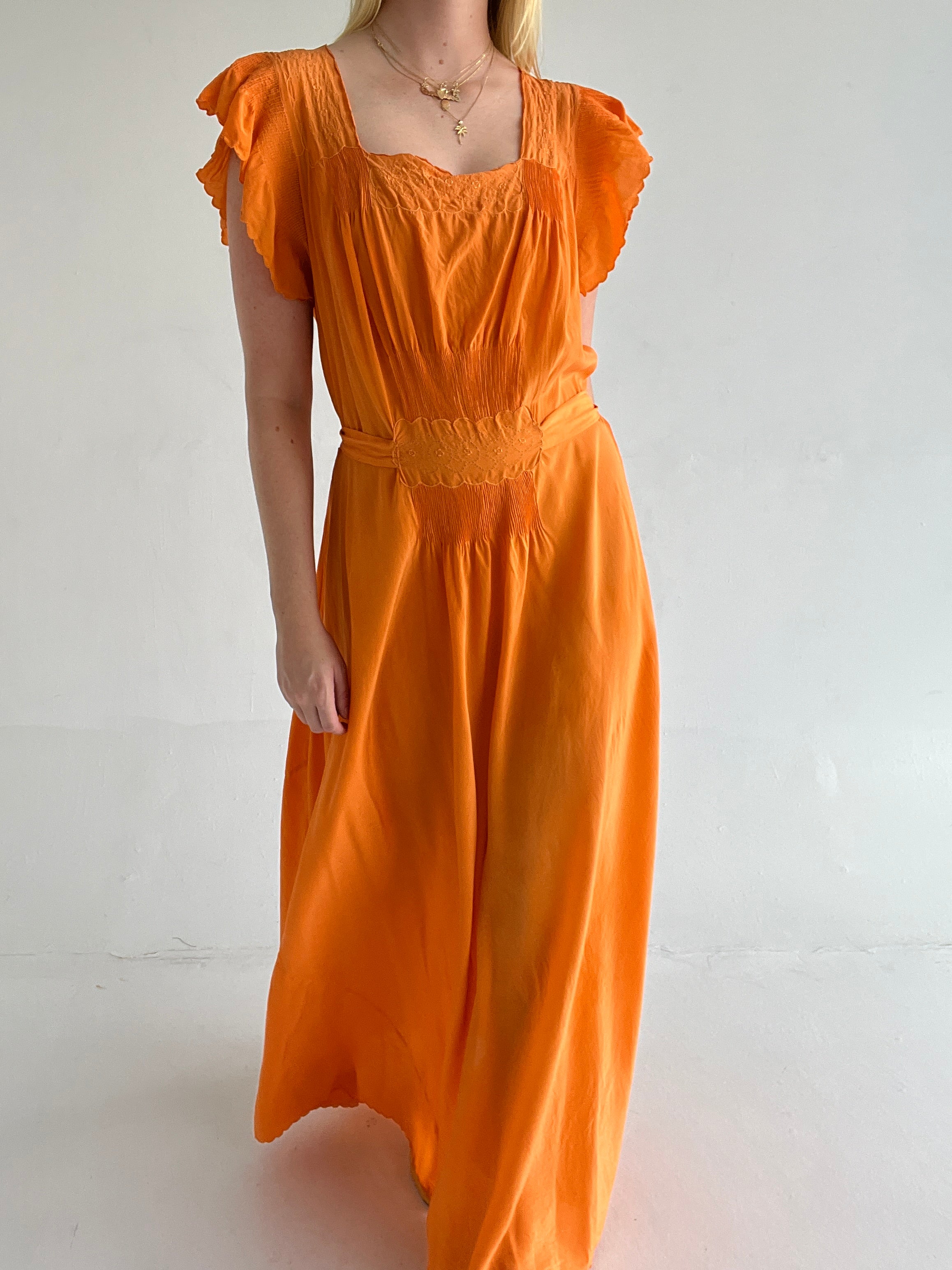 Hand Dyed Orange Silk Dress
