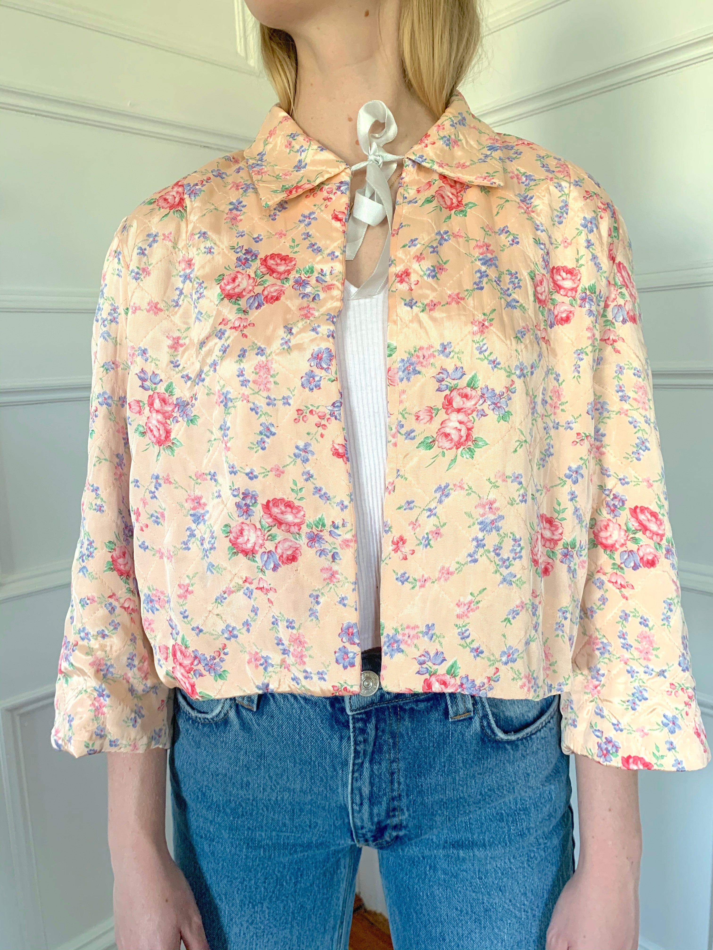 Pink Floral Quilted Jacket
