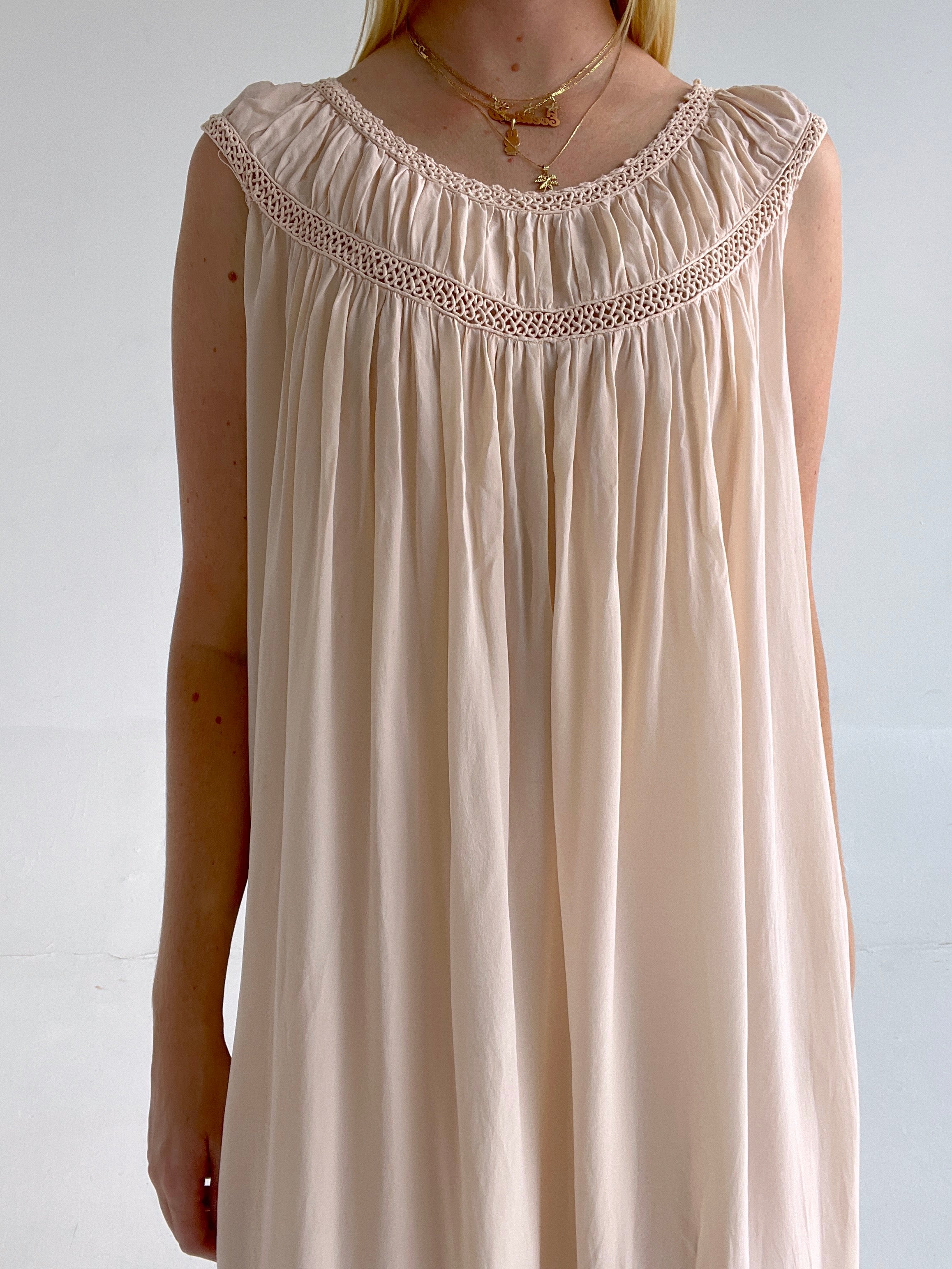 1930's Pale Peach Silk Dress