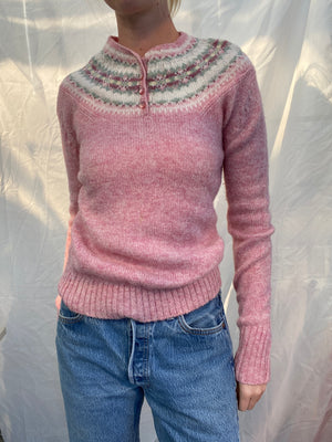 Pink L.L. Bean Knit Nordic Crewneck