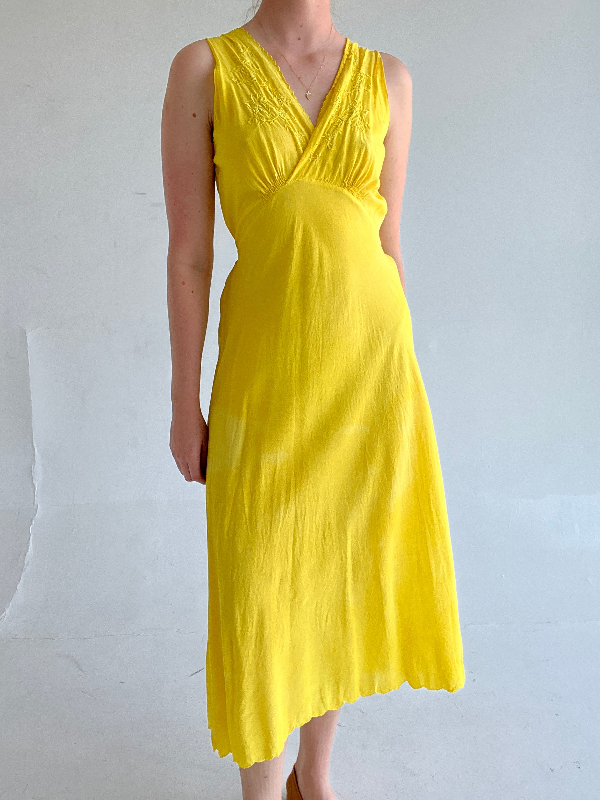 Hand Dyed Sunshine Yellow Silk Dress