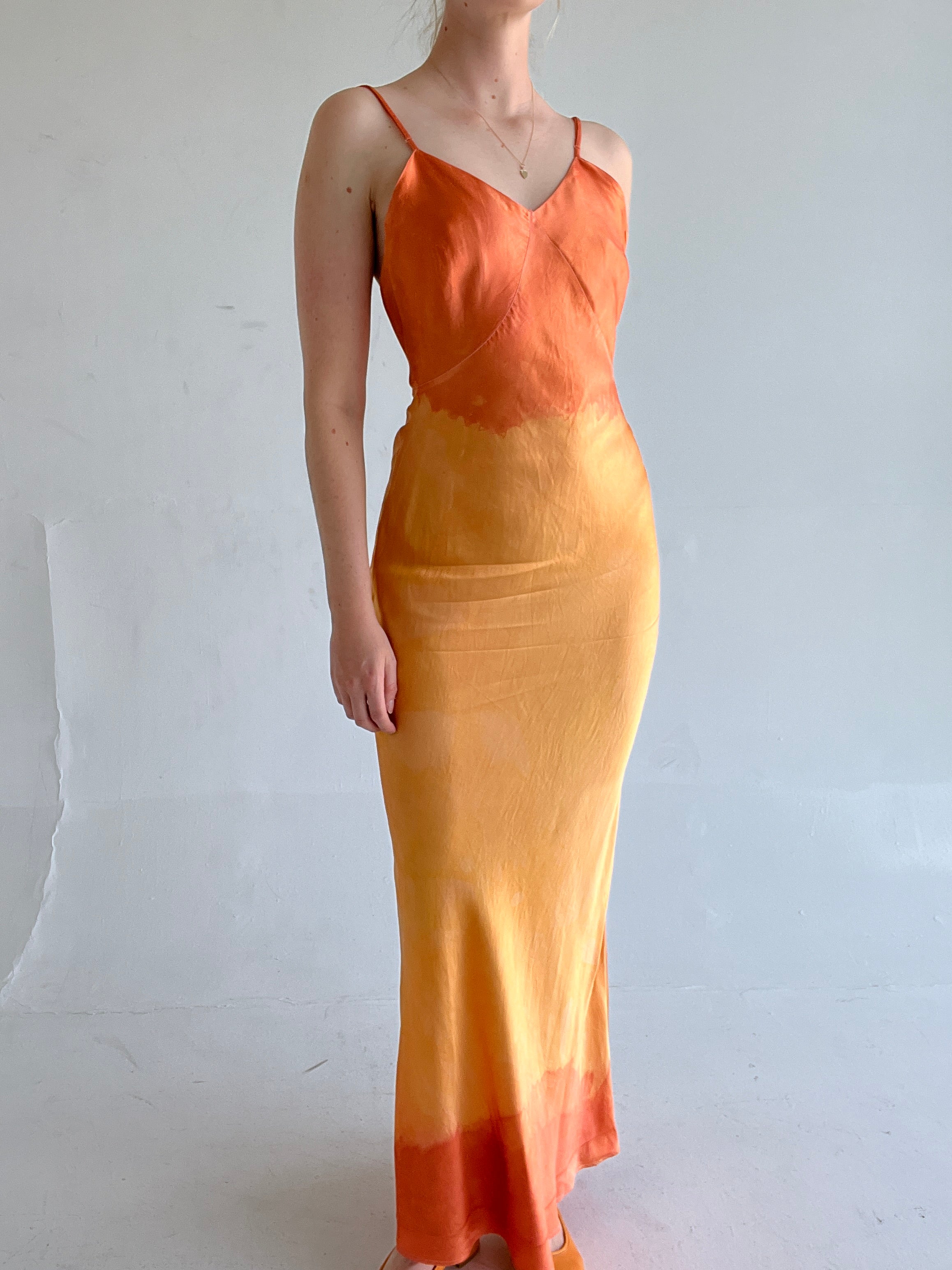 Hand Dyed Two Tone Orange and Brick Red Slip