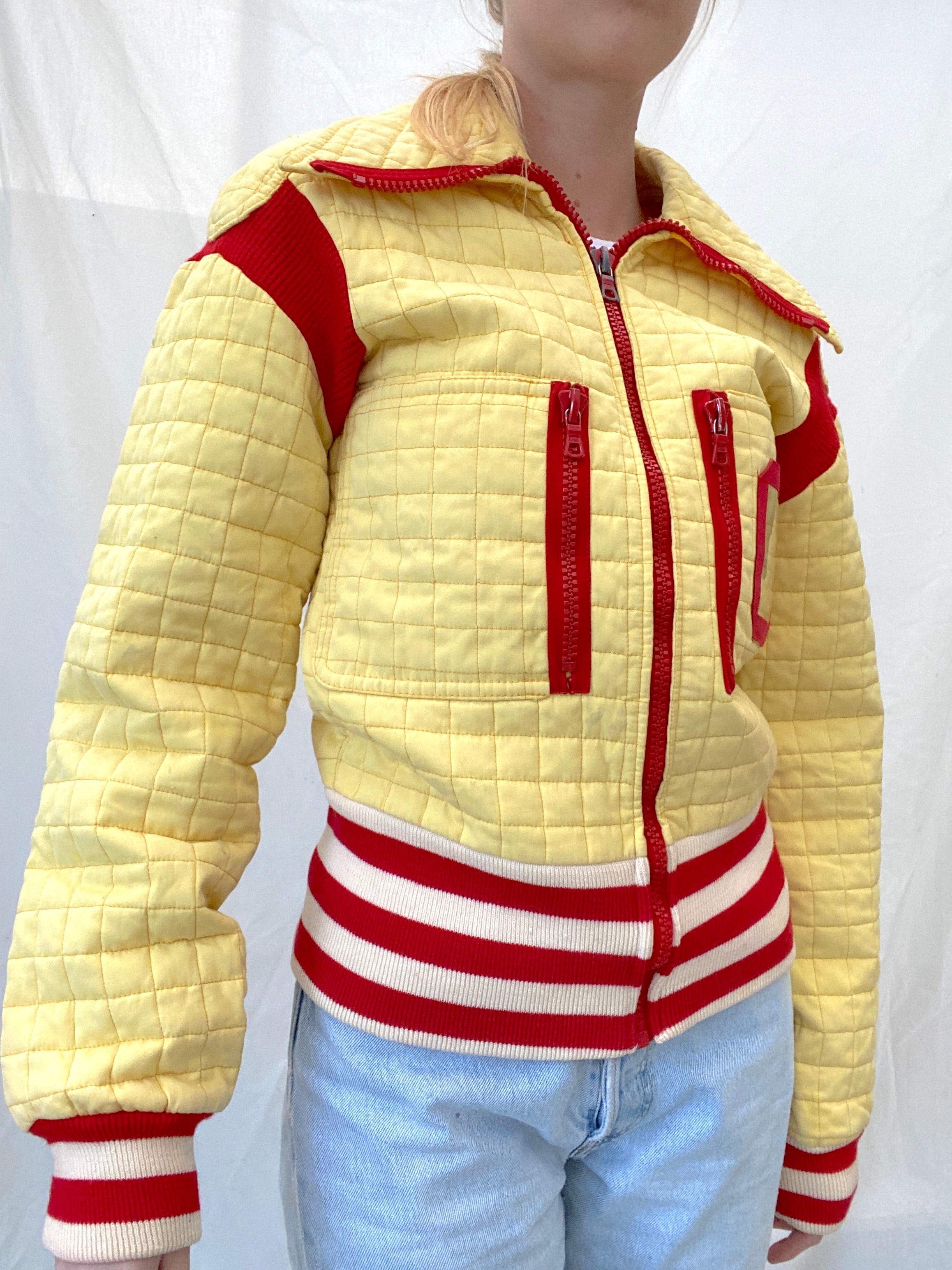 Finnish 70's Yellow Quilted Bomber Jacket