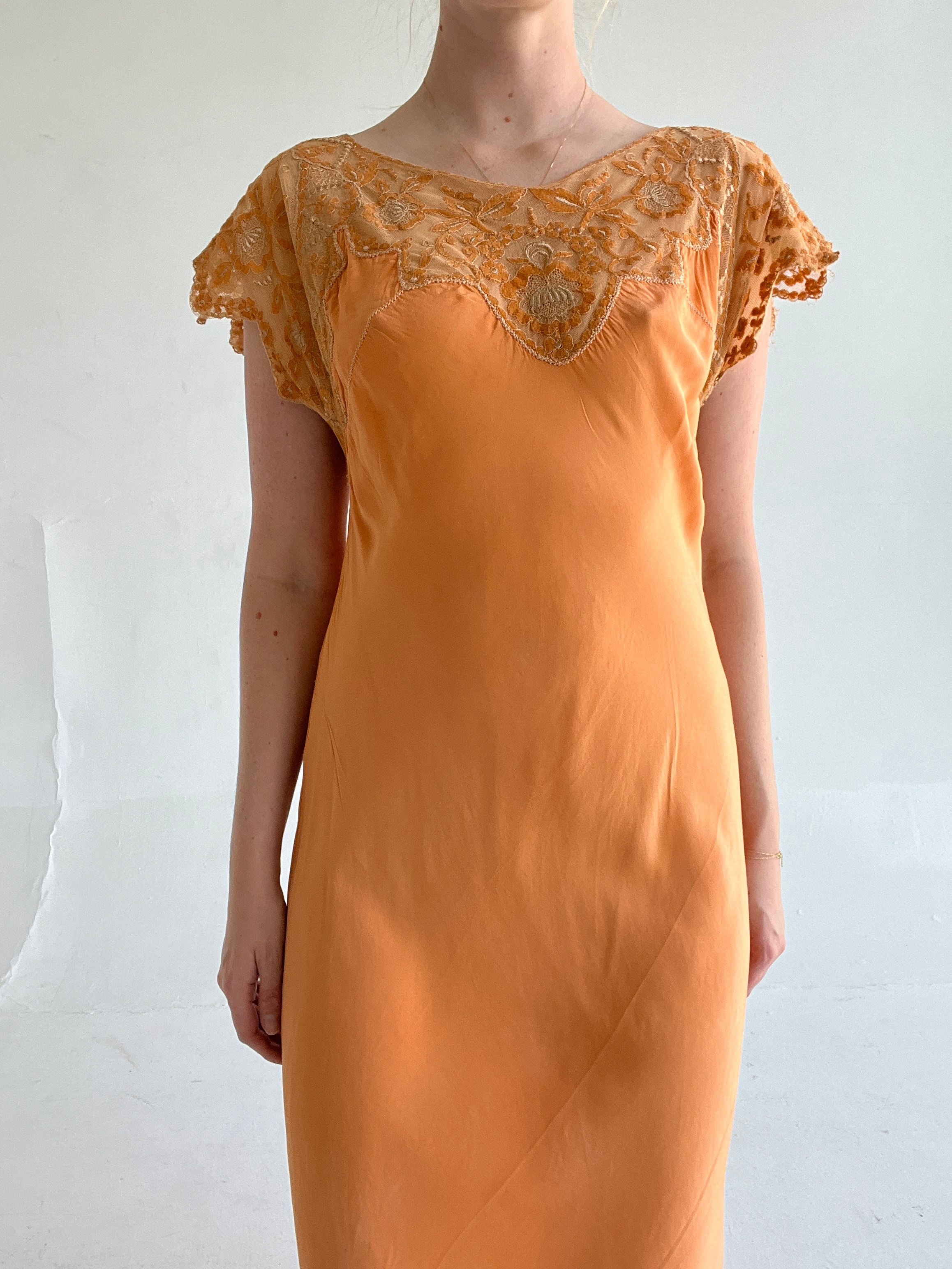 Hand Dyed Burnt Orange Silk Dress Eveliina Vintage Hand Dyed Burnt Orange Silk Dress Eveliina Vintage