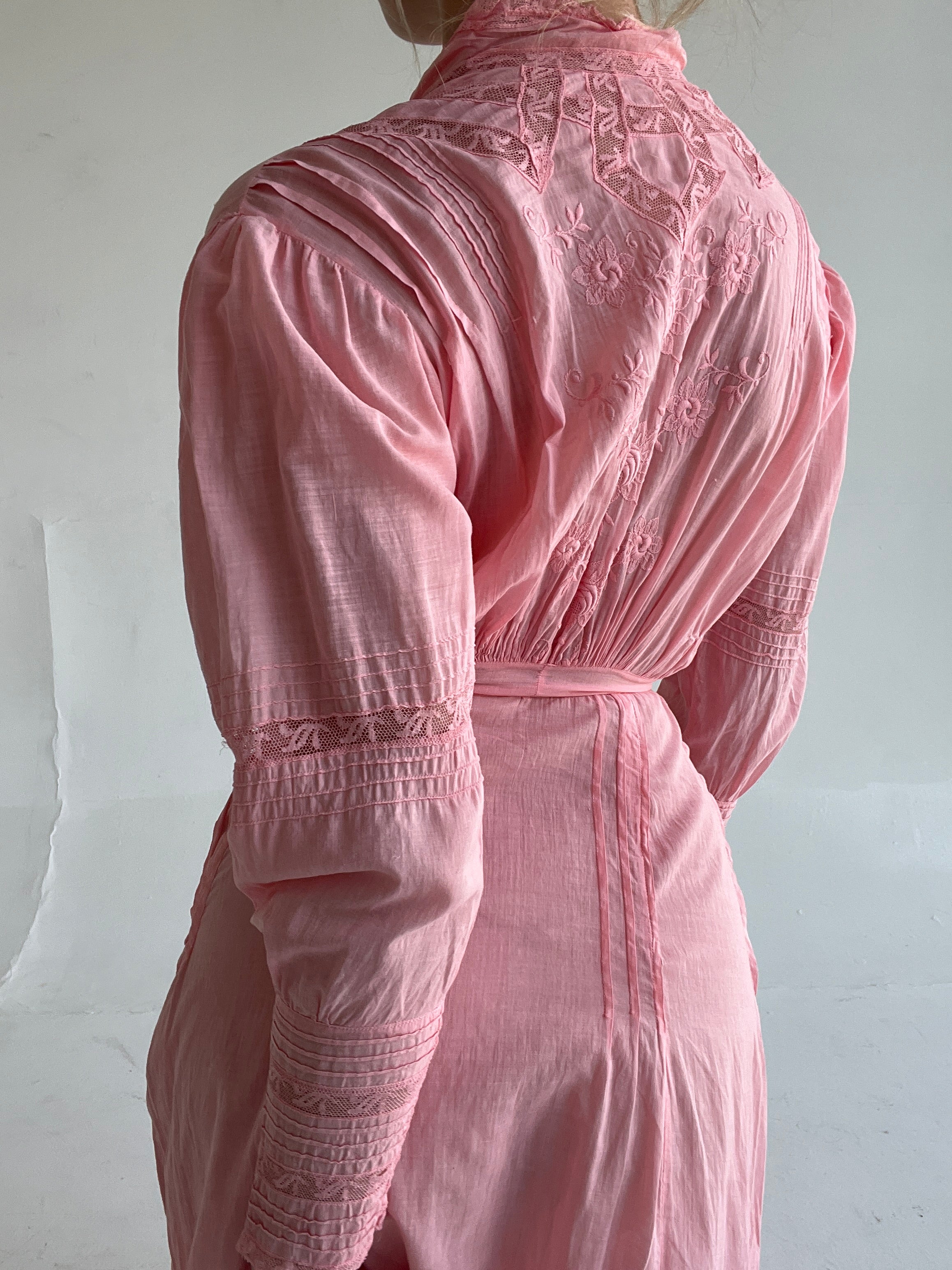 Hand Dyed Pink Cotton Edwardian Dress