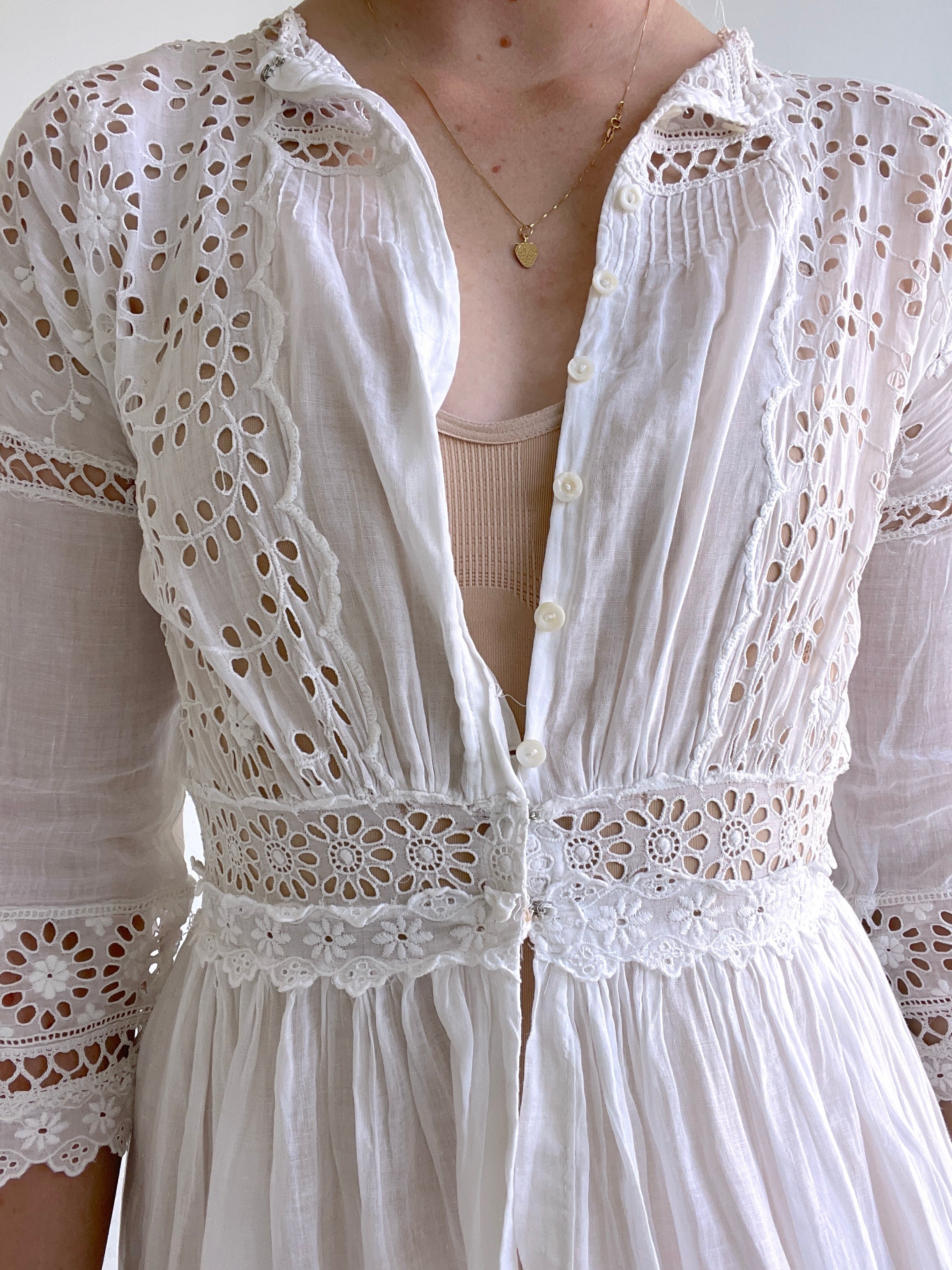 White Cotton Edwardian Dress