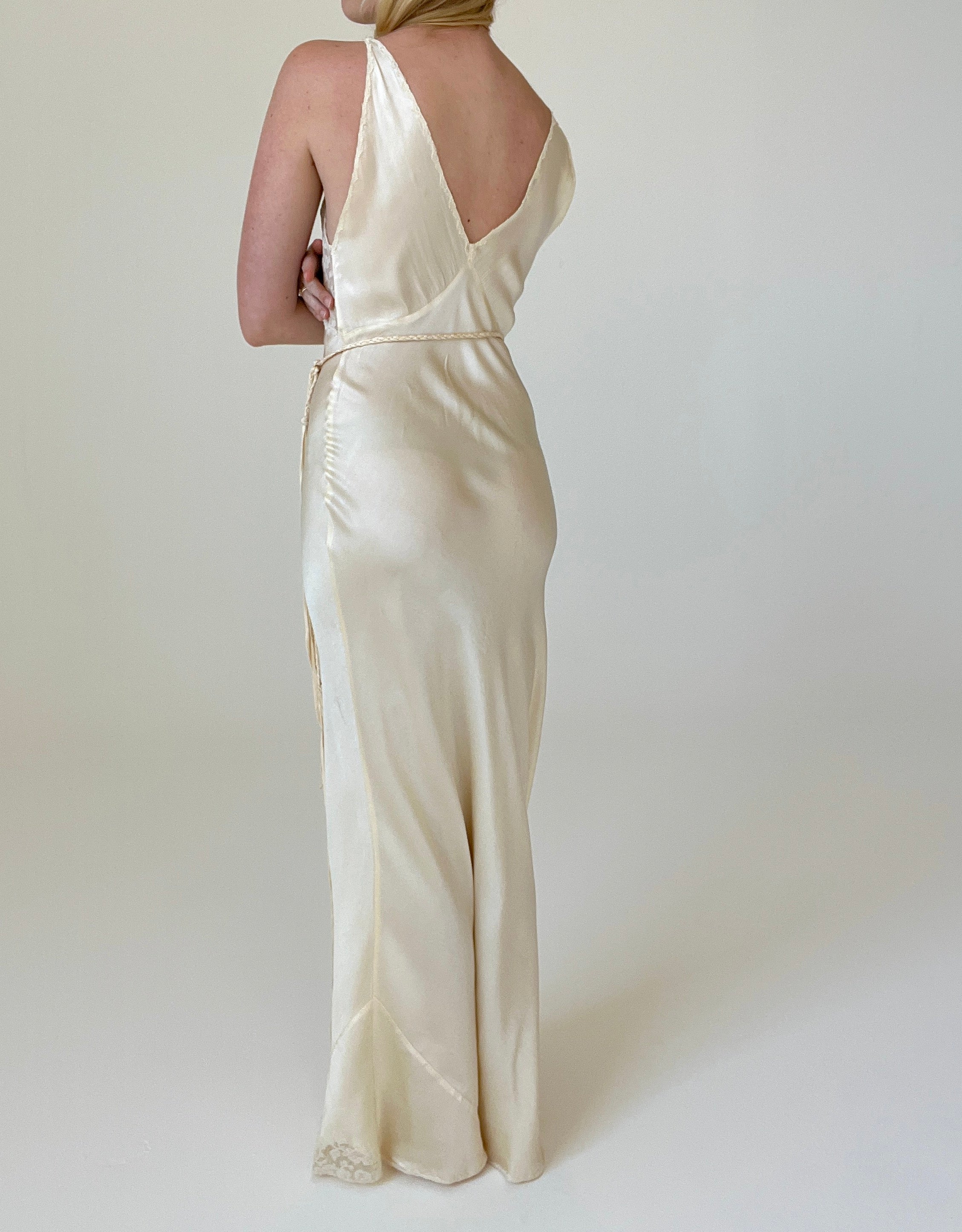 1930's Pale Gold Silk Slip Dress Eveliina Vintage 1930's Pale Gold Silk Slip Dress Eveliina Vintage