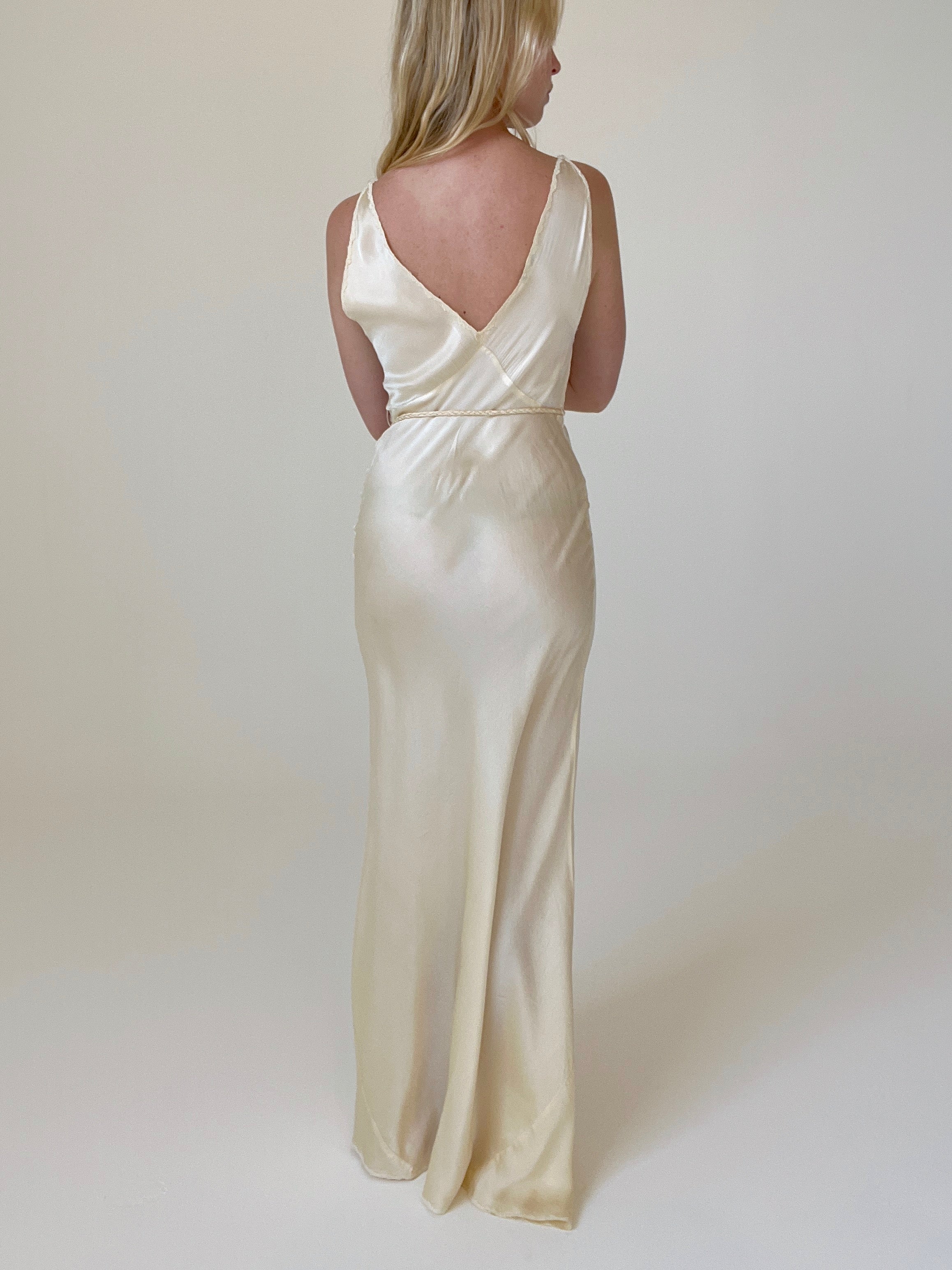 1930's Pale Gold Silk Slip Dress Eveliina Vintage 1930's Pale Gold Silk Slip Dress Eveliina Vintage