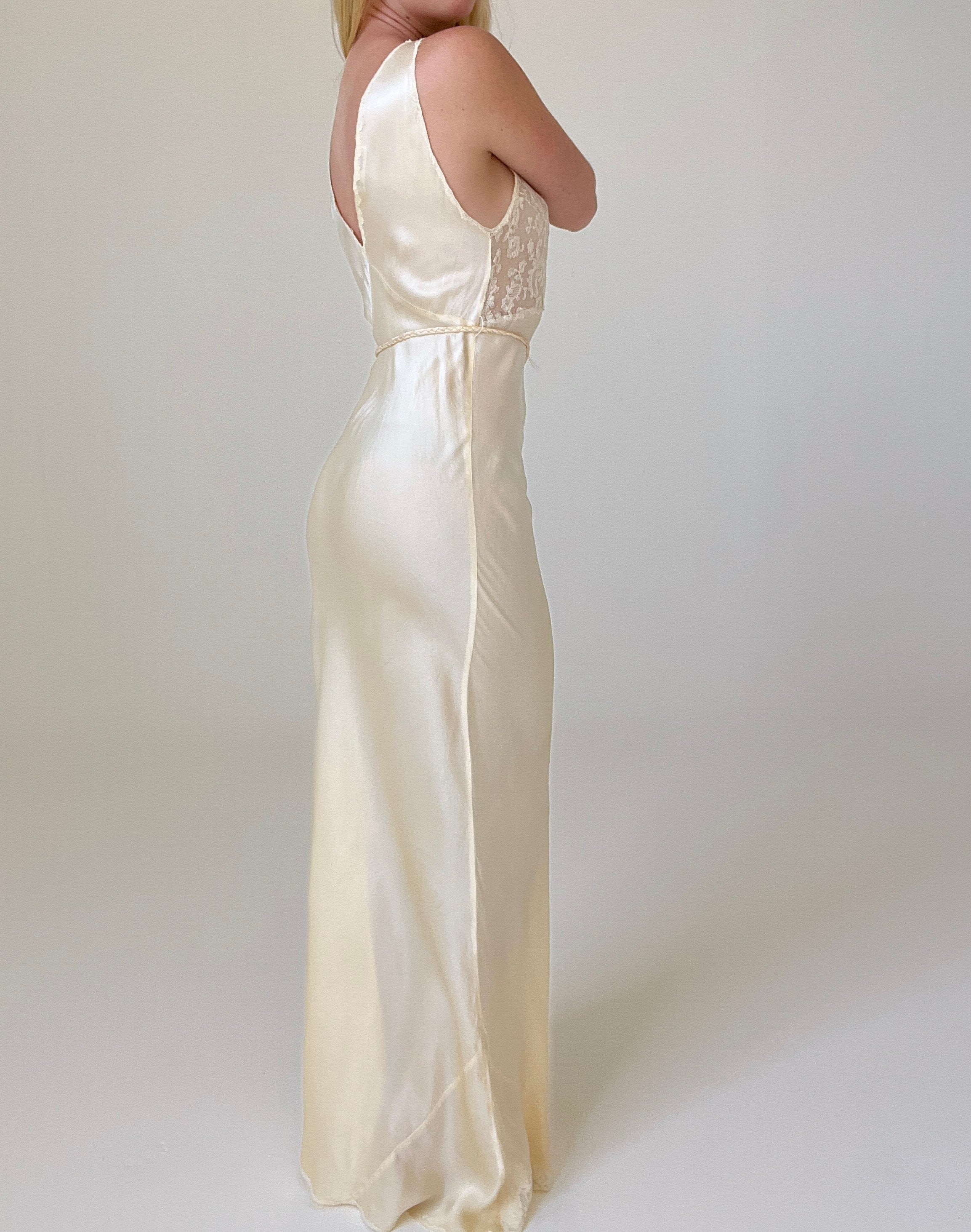 1930's Pale Gold Silk Slip Dress