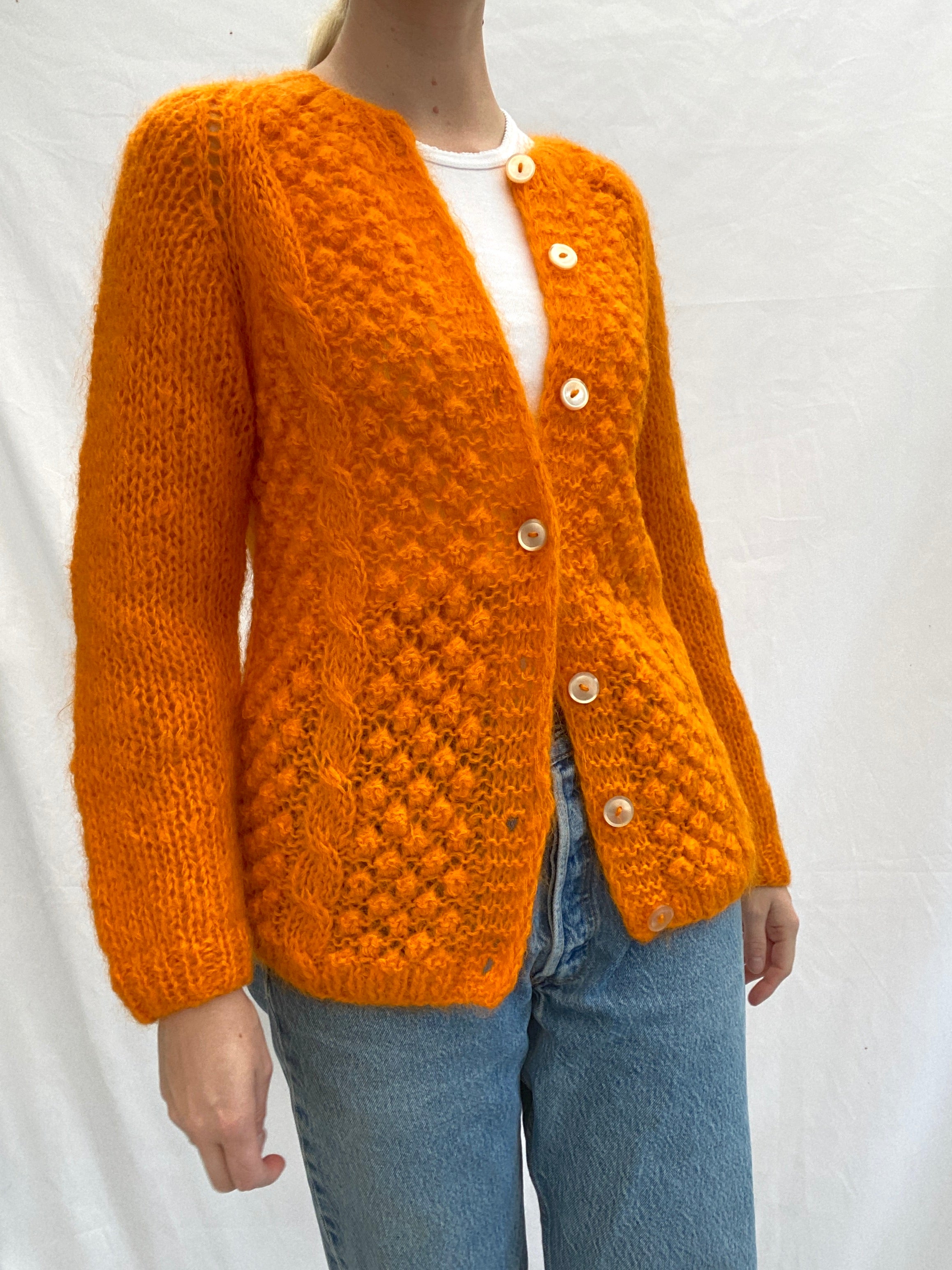 Bright Orange Knit Cardigan