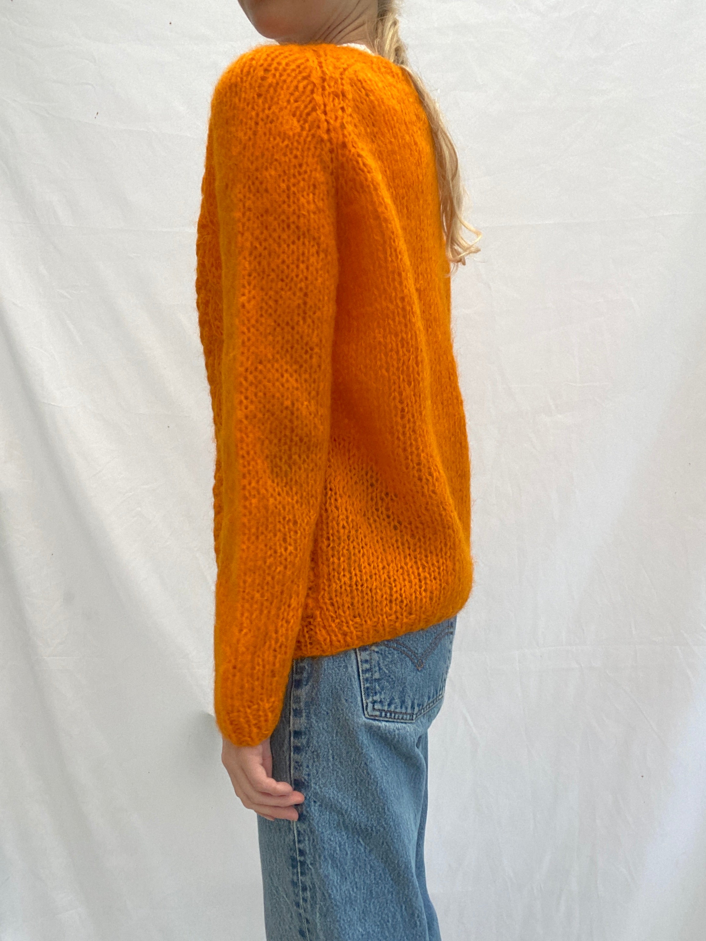 Bright Orange Knit Cardigan