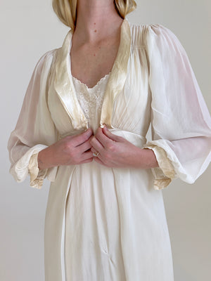 1940's Cream Silk Chiffon Robe