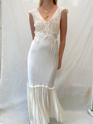 White Silk Slip with Chiffon Mermaid Tail