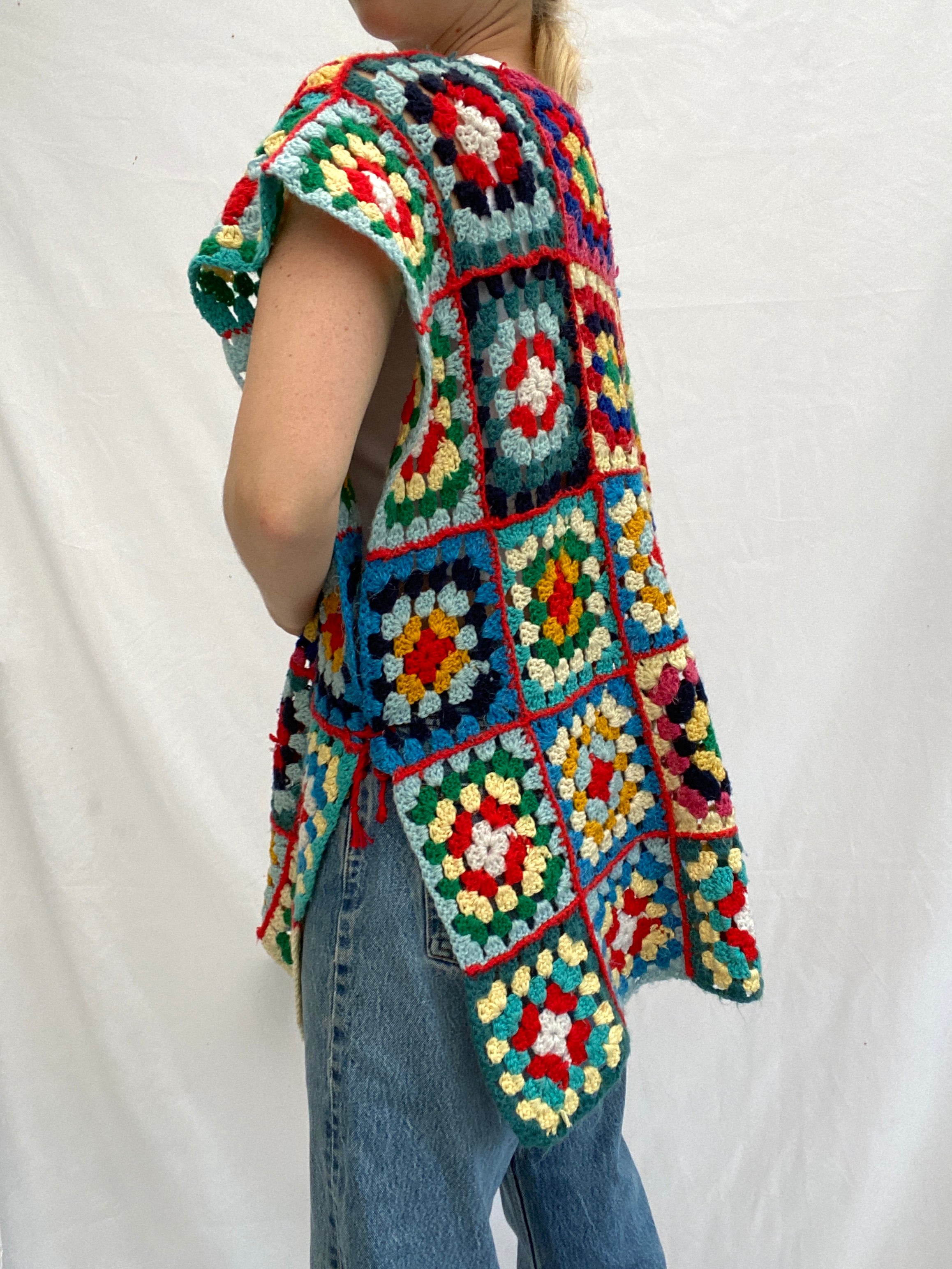 Multicolor Knit Poncho