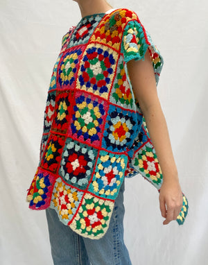 Multicolor Knit Poncho