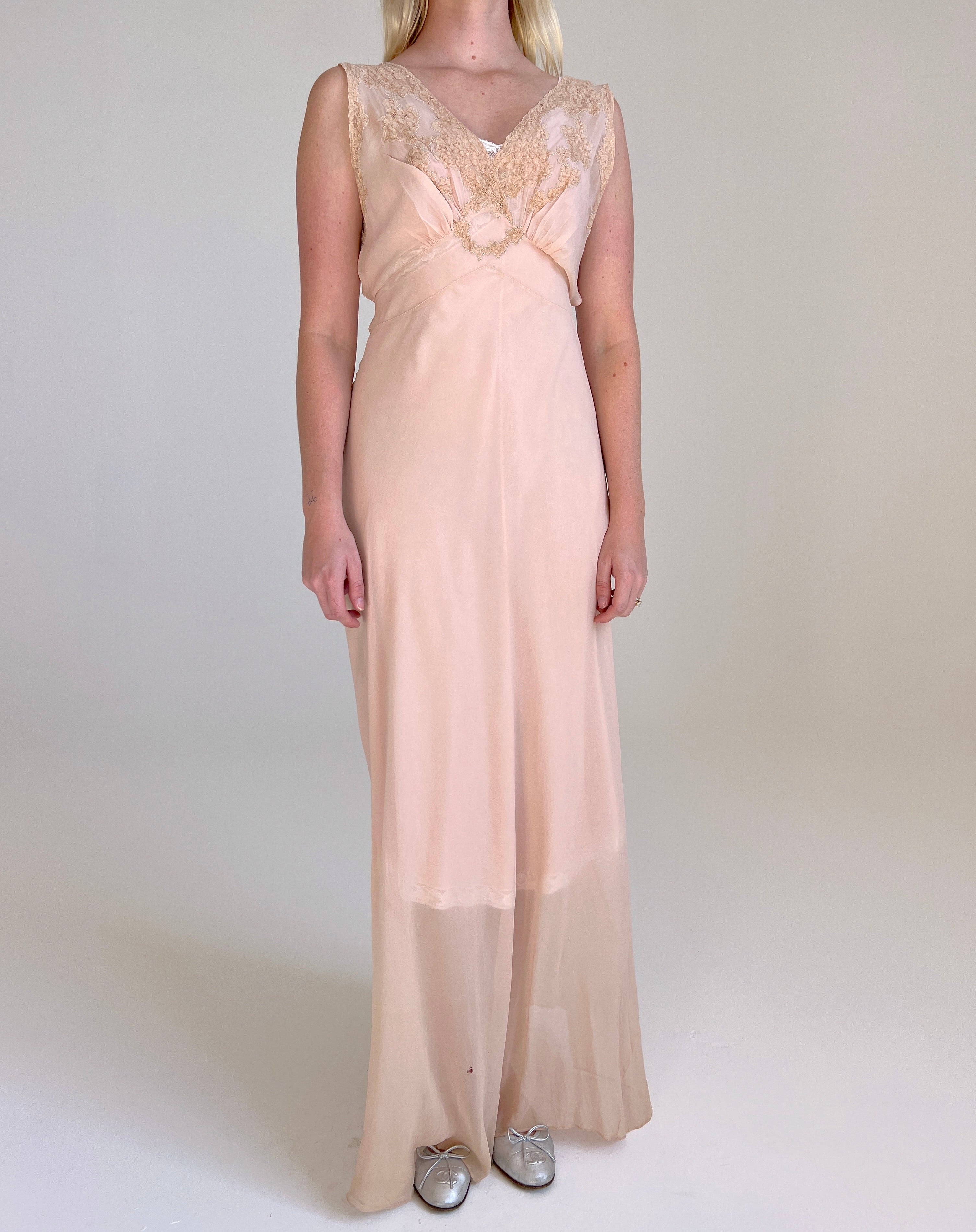 Lace Light Pink Silk Slip Dress 1930's Dusty Pink Silk Chiffon Slip Dress With Cream Lace Lace Light Pink Silk Slip Dress 1930's Dusty Pink Silk Chiffon Slip Dress With Cream Lace