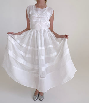 1950's White Organza Dress