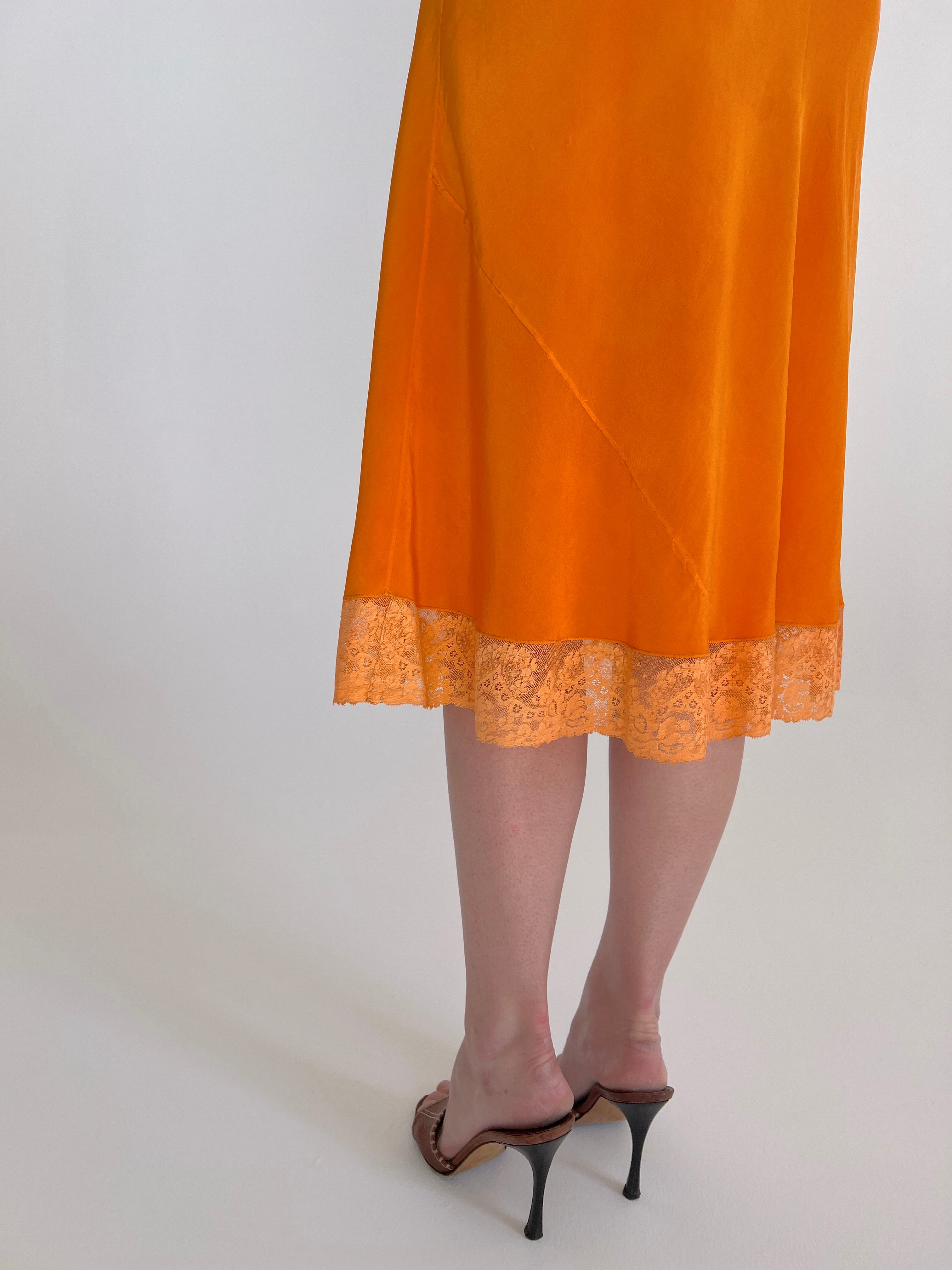 Hand Dyed Orange Silk Slip
