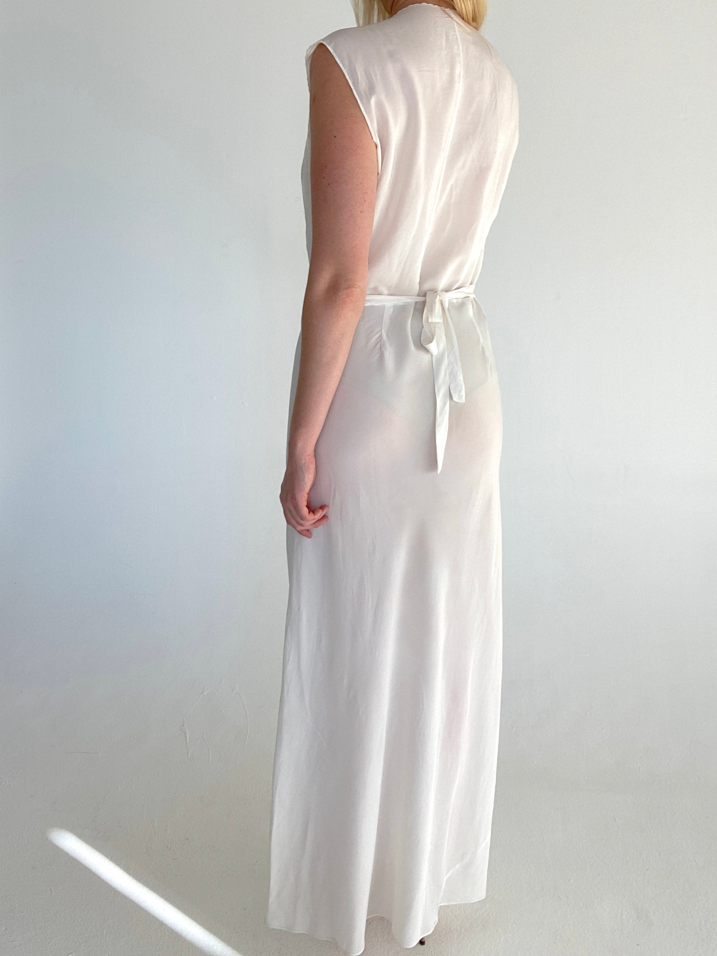 1930's Bridal White Silk Slip Dress
