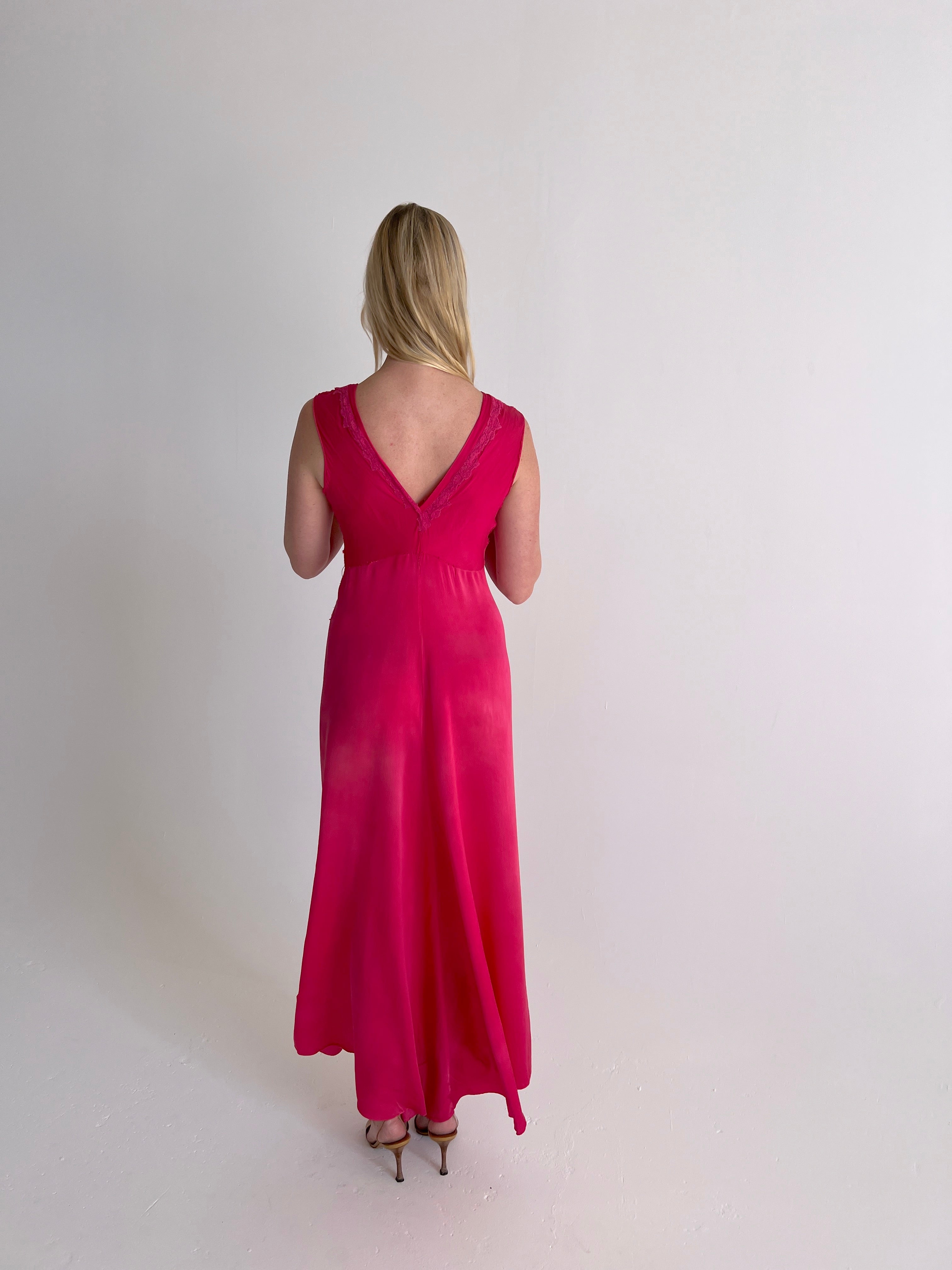 Hand Dyed Hot Pink Silk Dress