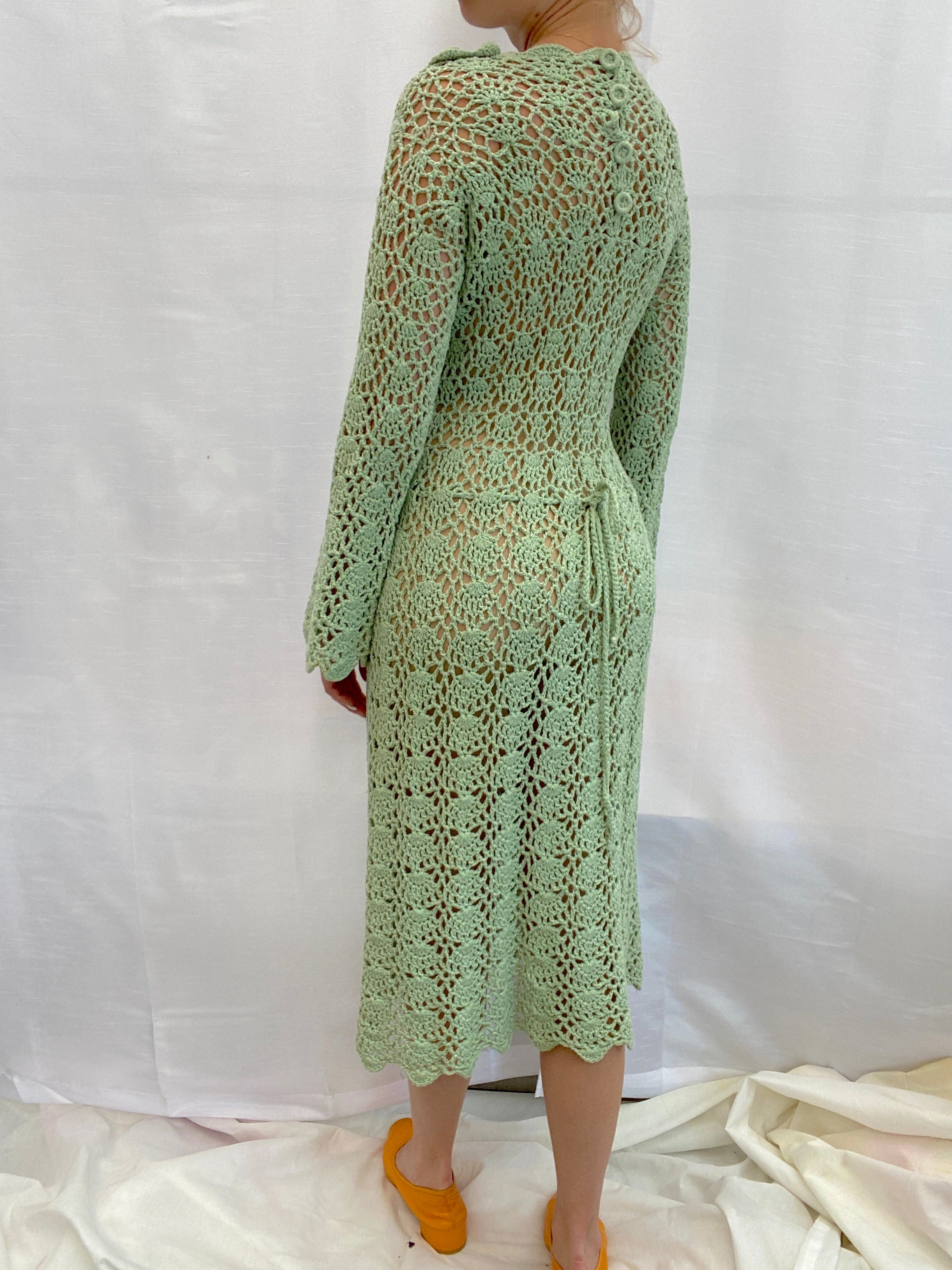 1970's Green Crochet Dress Eveliina Vintage 1970's Green Crochet Dress Eveliina Vintage